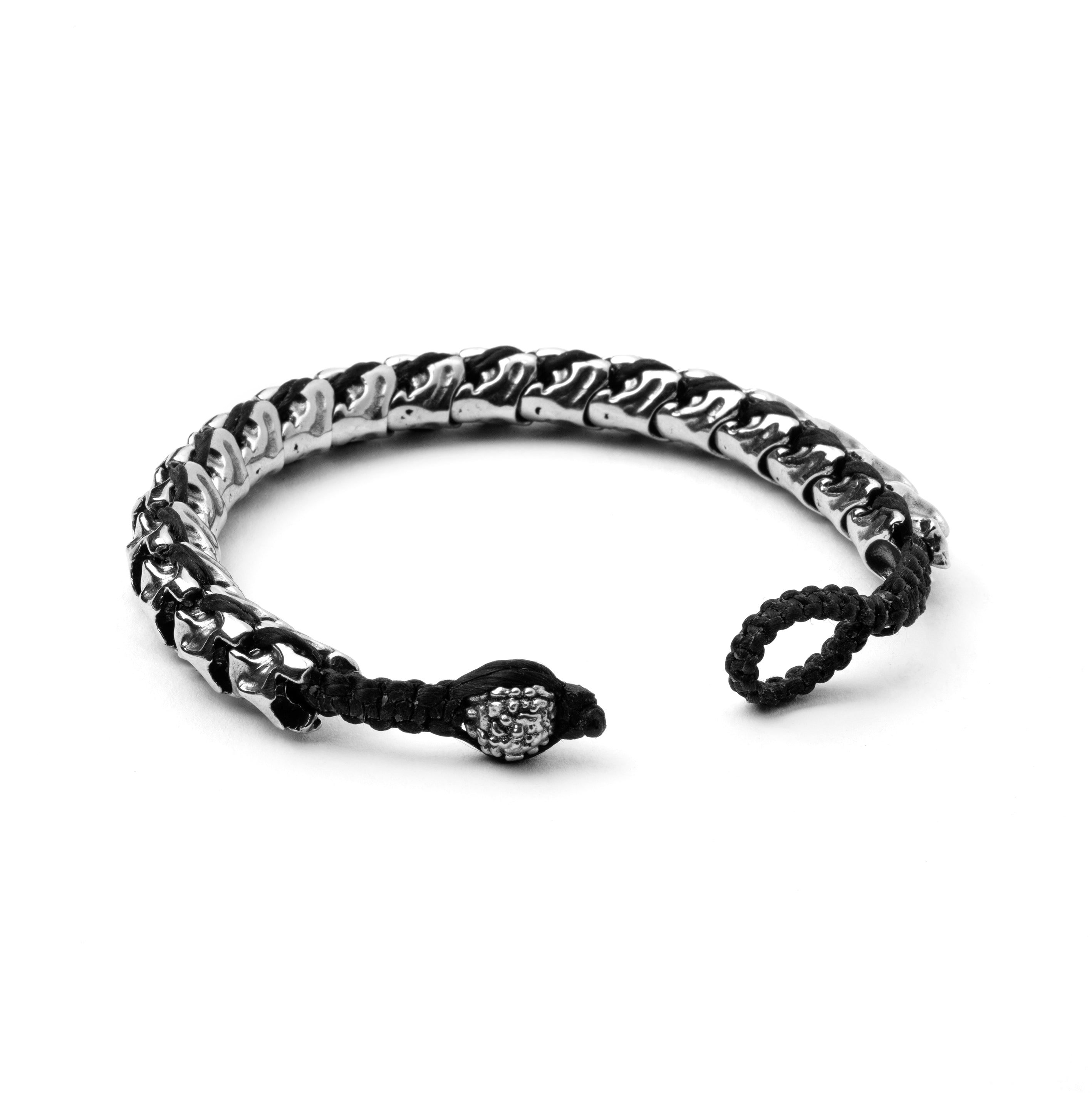 Silver Vertebrae Link Bracelet open closure view