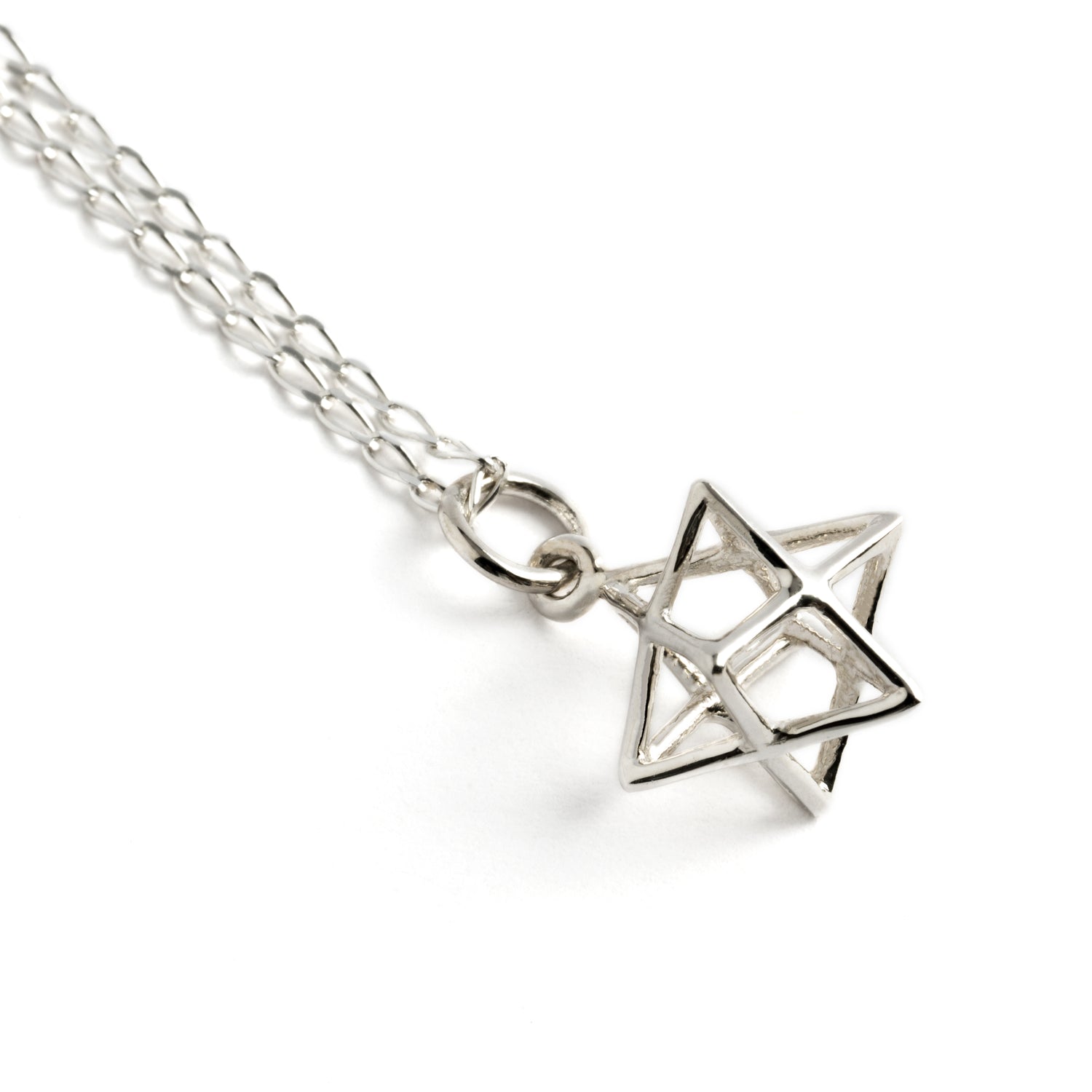 Silver Wire Merkaba necklace left side view