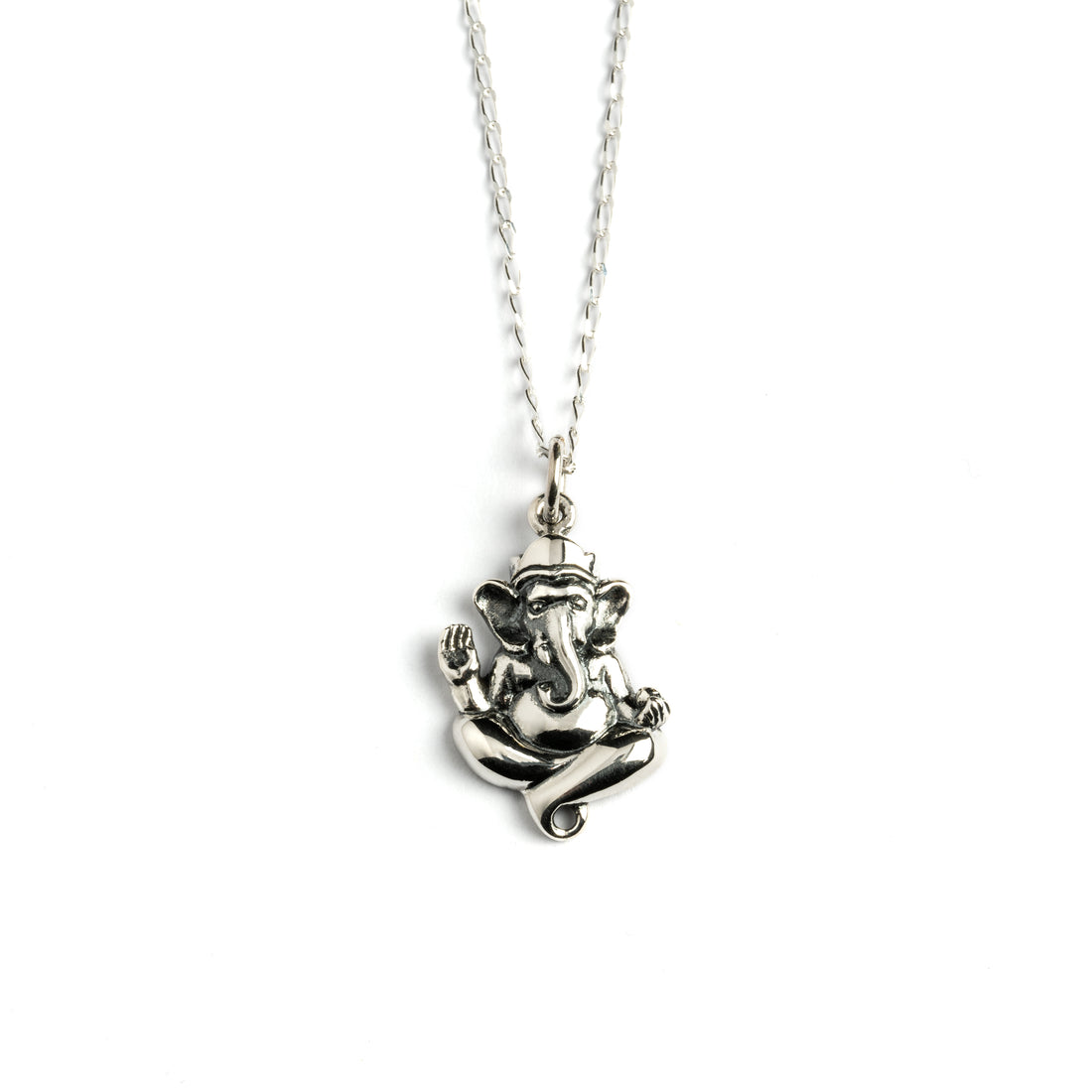 Ganesh Silver charm necklace frontal view