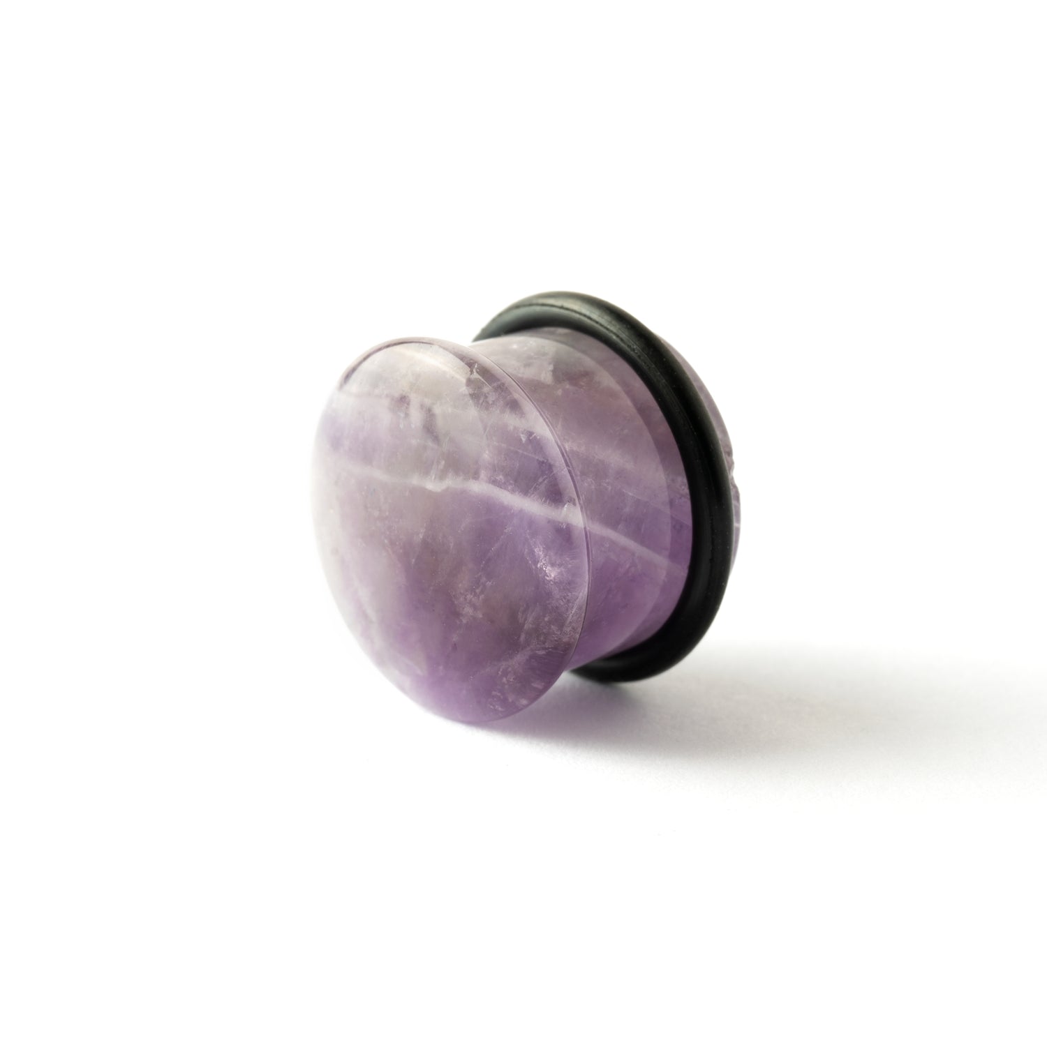 Single Flare Amethyst stone ear plugs right side view