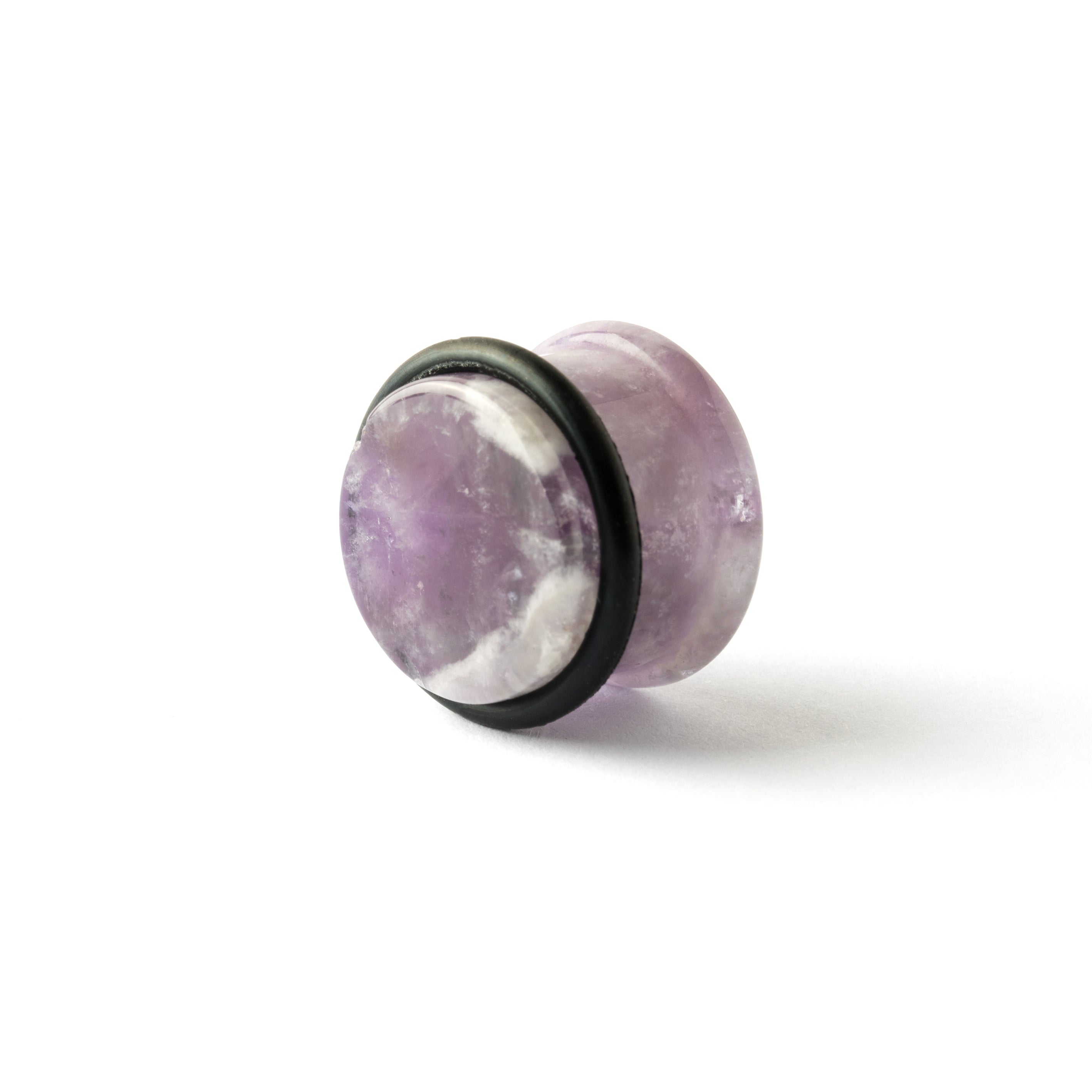 Single Flare Amethyst stone ear plugs back view