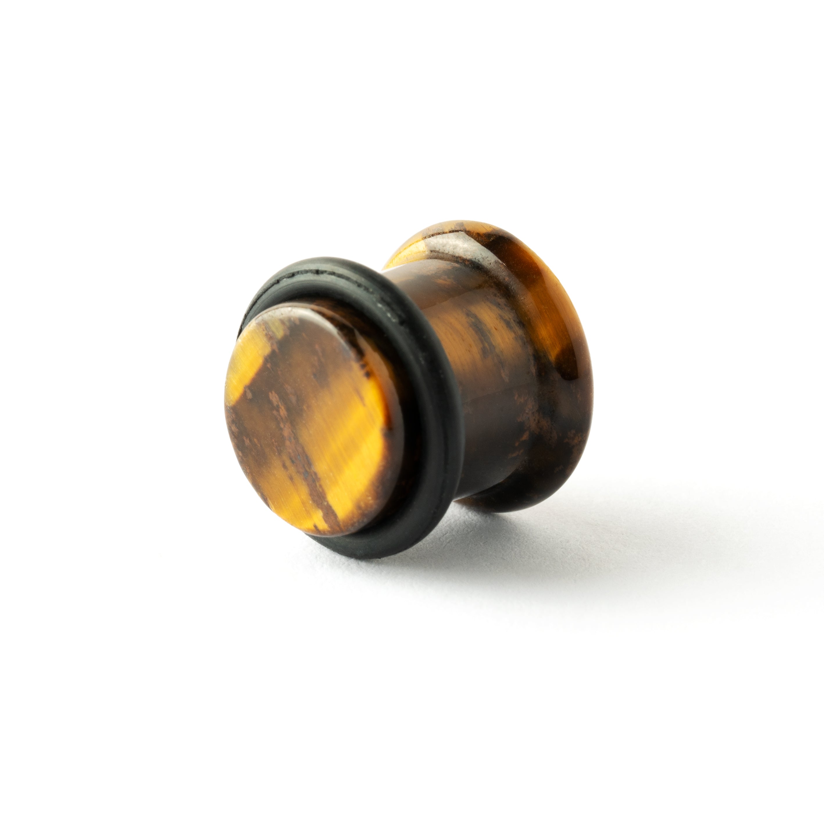Single Flare Tiger Eye stone ear plug back view
