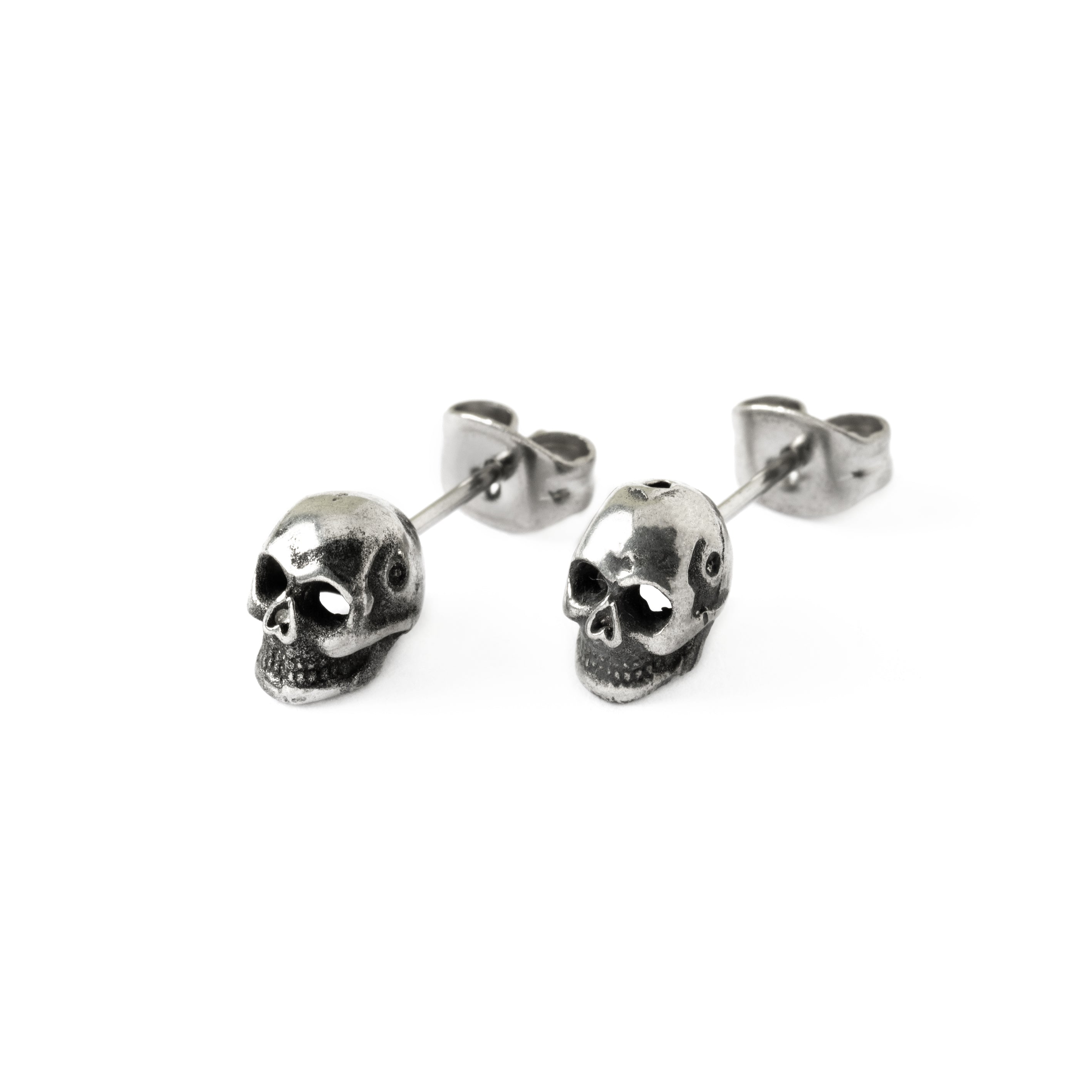 Skull stud earrings right side view