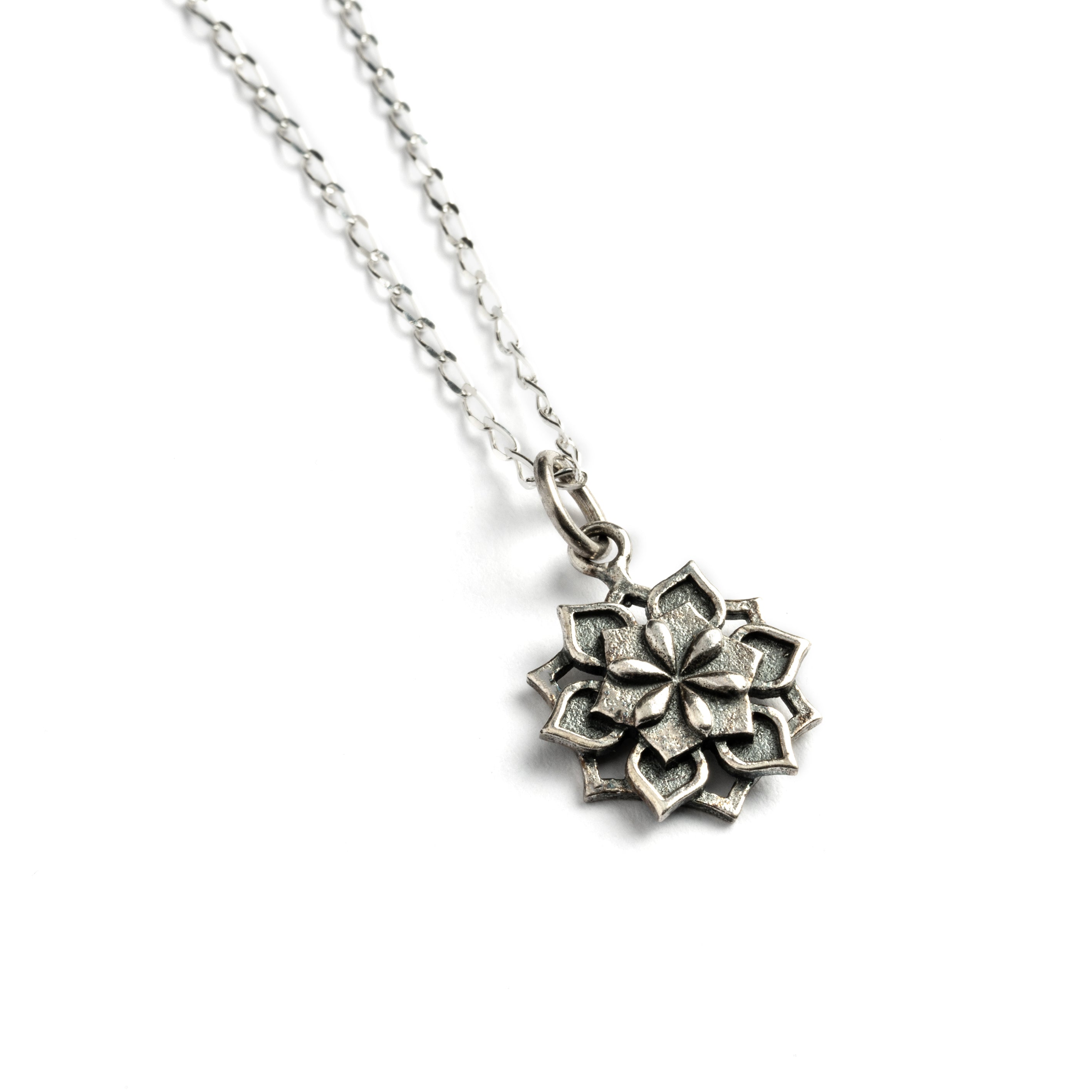 Small mandala silver necklace