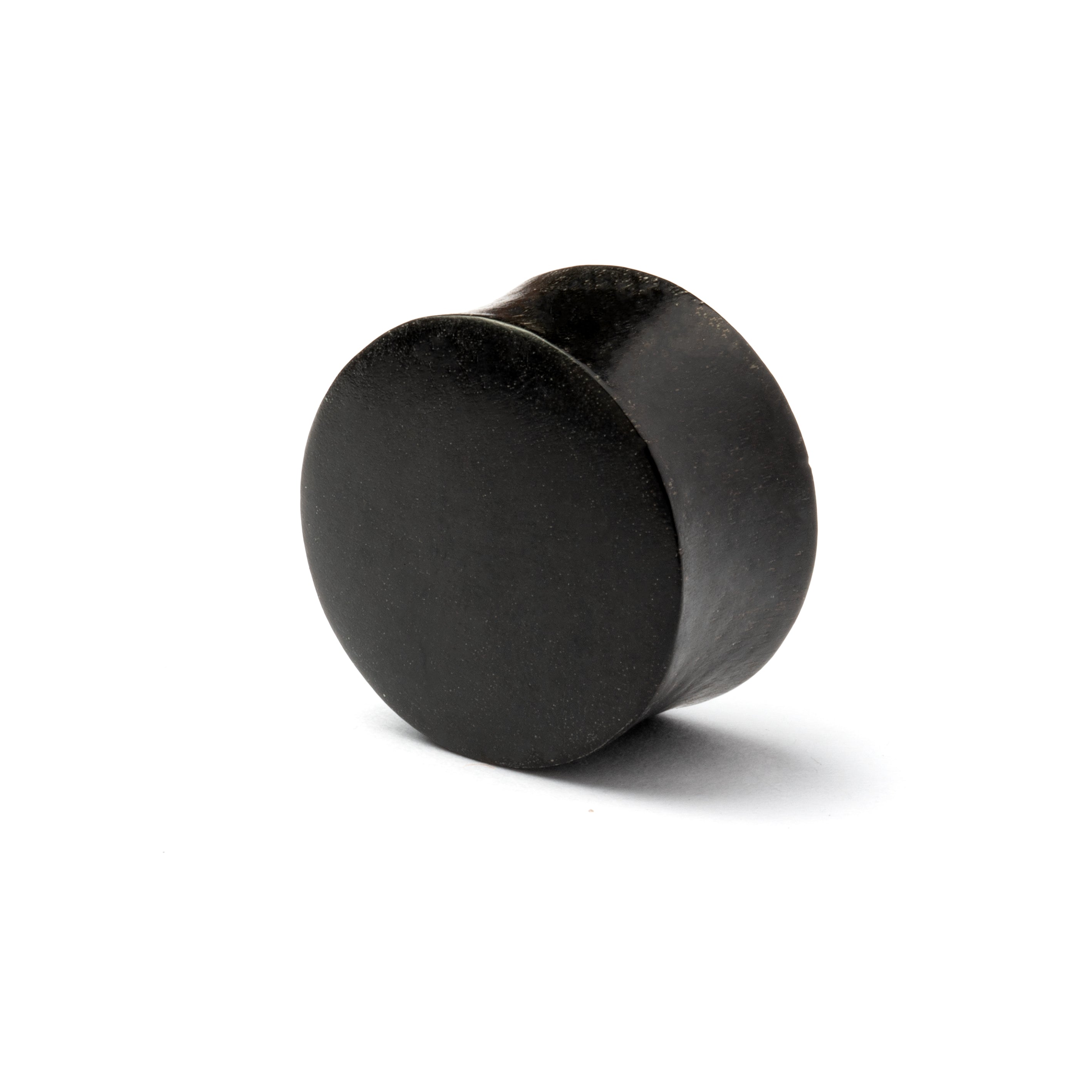Smooth black wood plug left side view