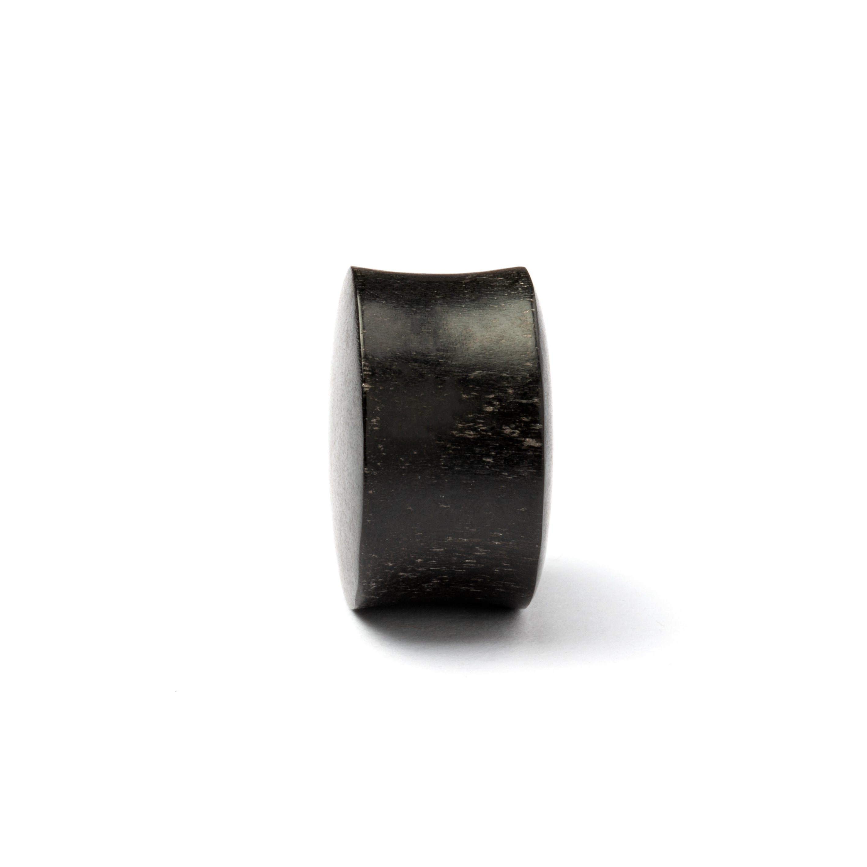Smooth black wood plug side view