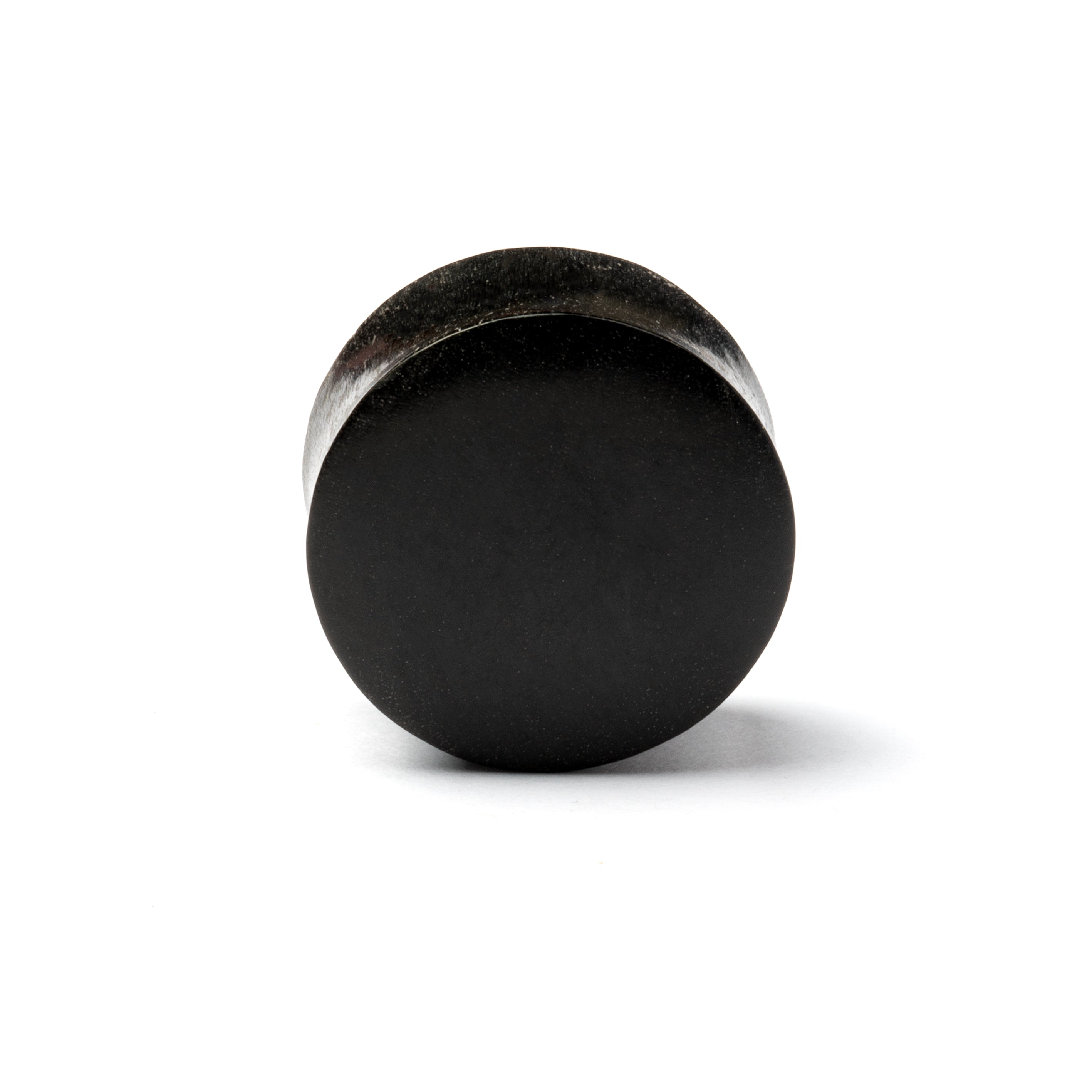Smooth black wood plug frontal view