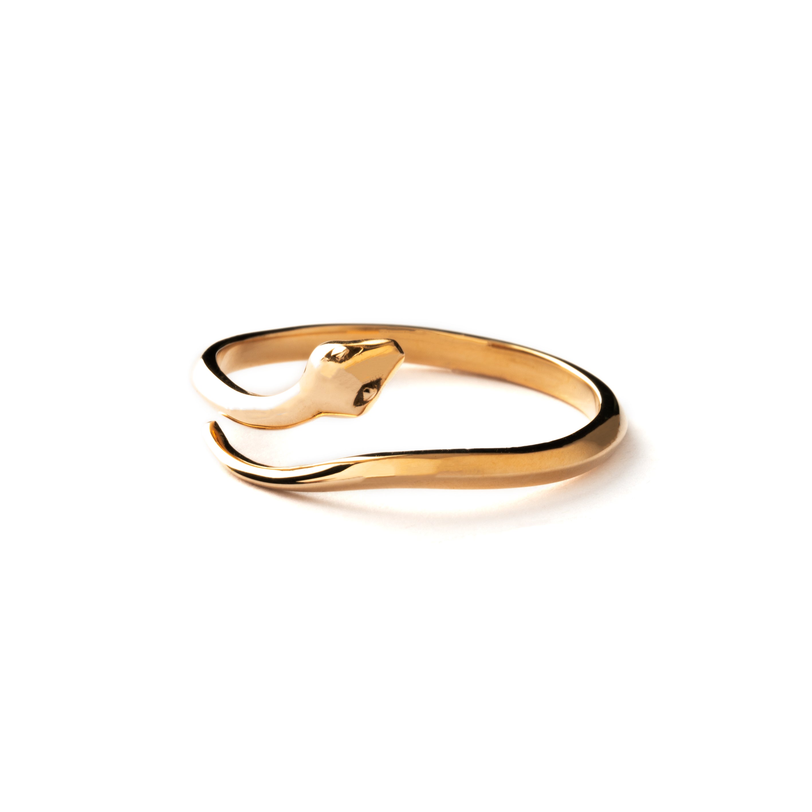 dainty open band snake bronze wrap ring frontal view