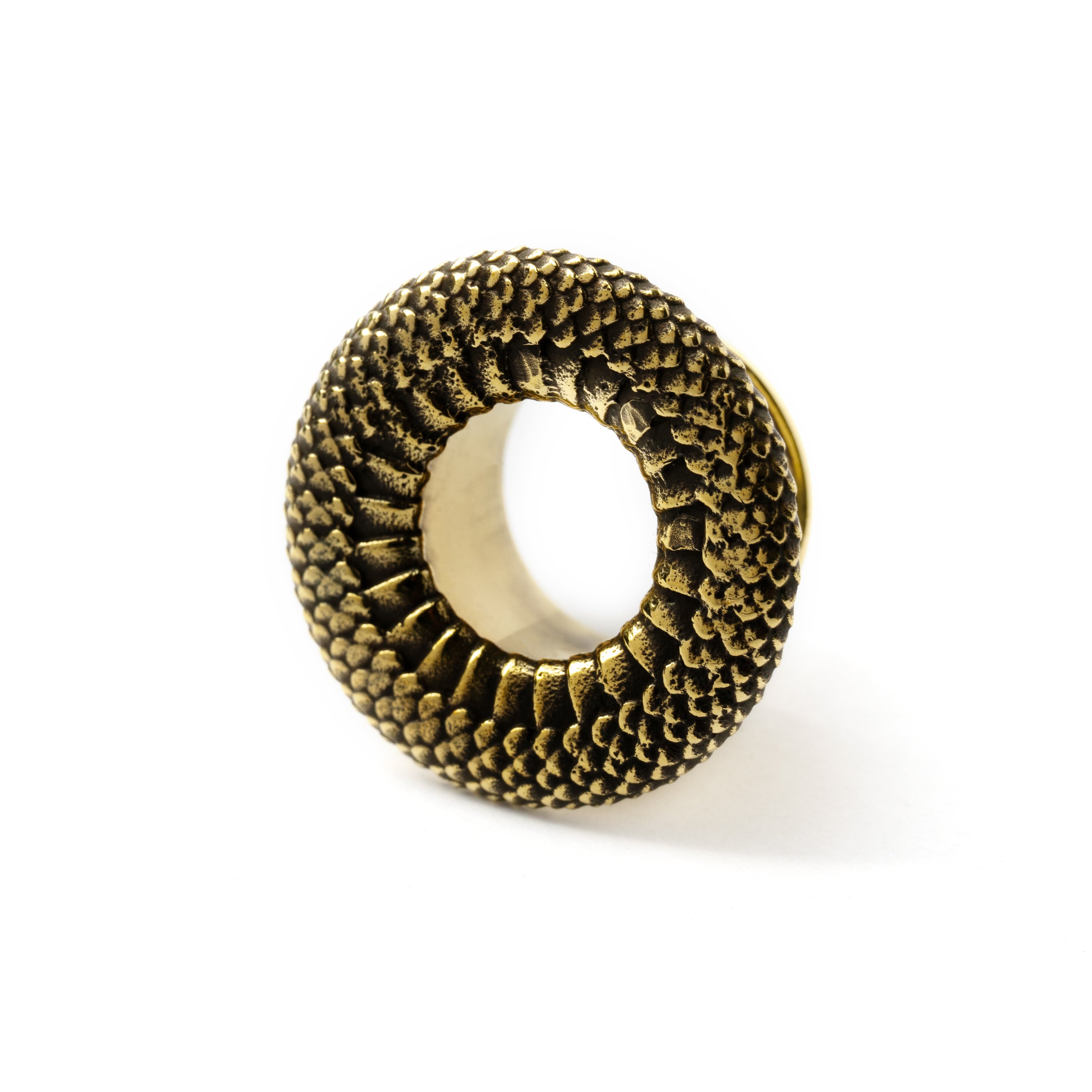 single golden brass snake skin plug tunnel