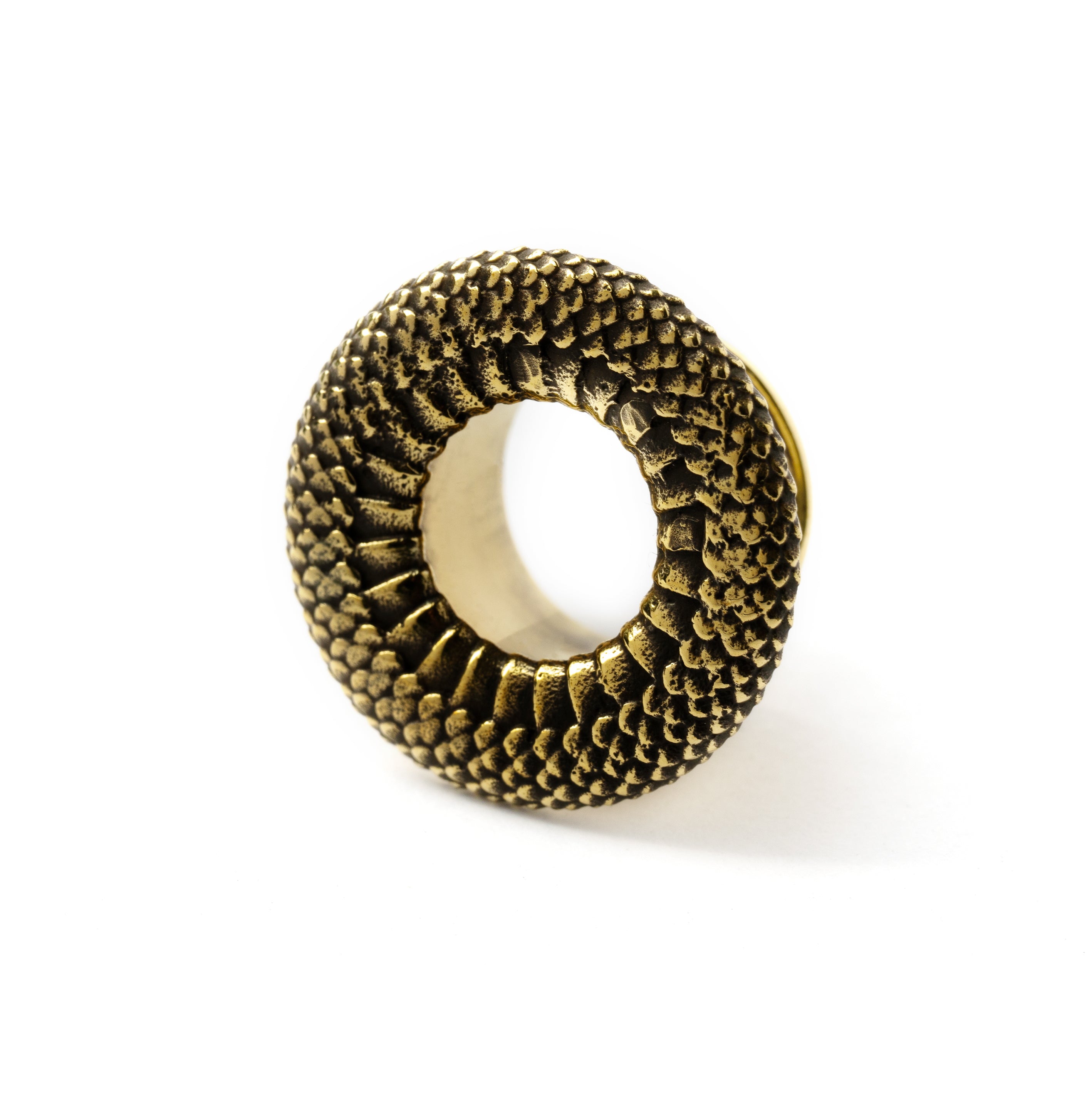 single golden brass snake skin plug tunnel 