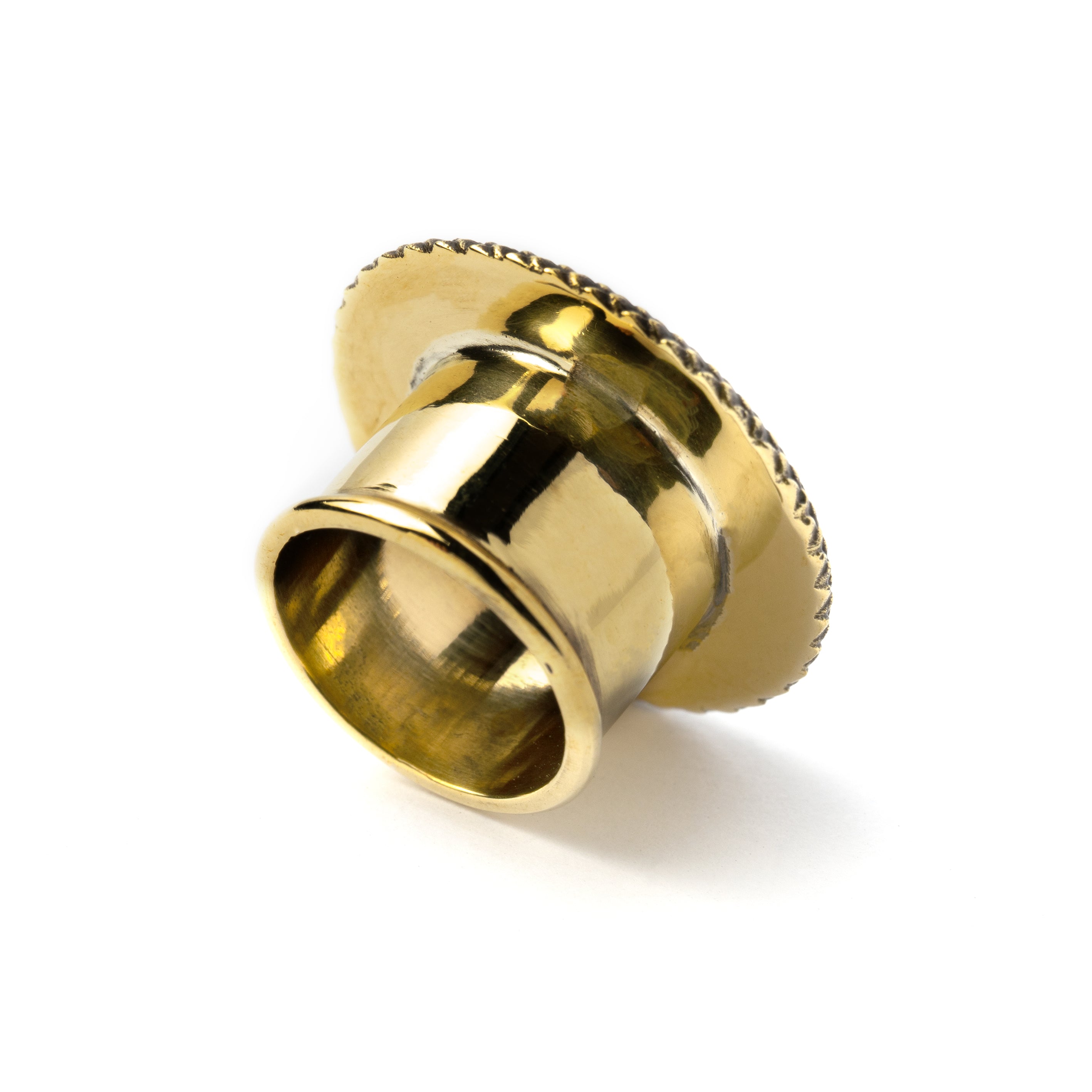 golden brass snake skin plug tunnel back view