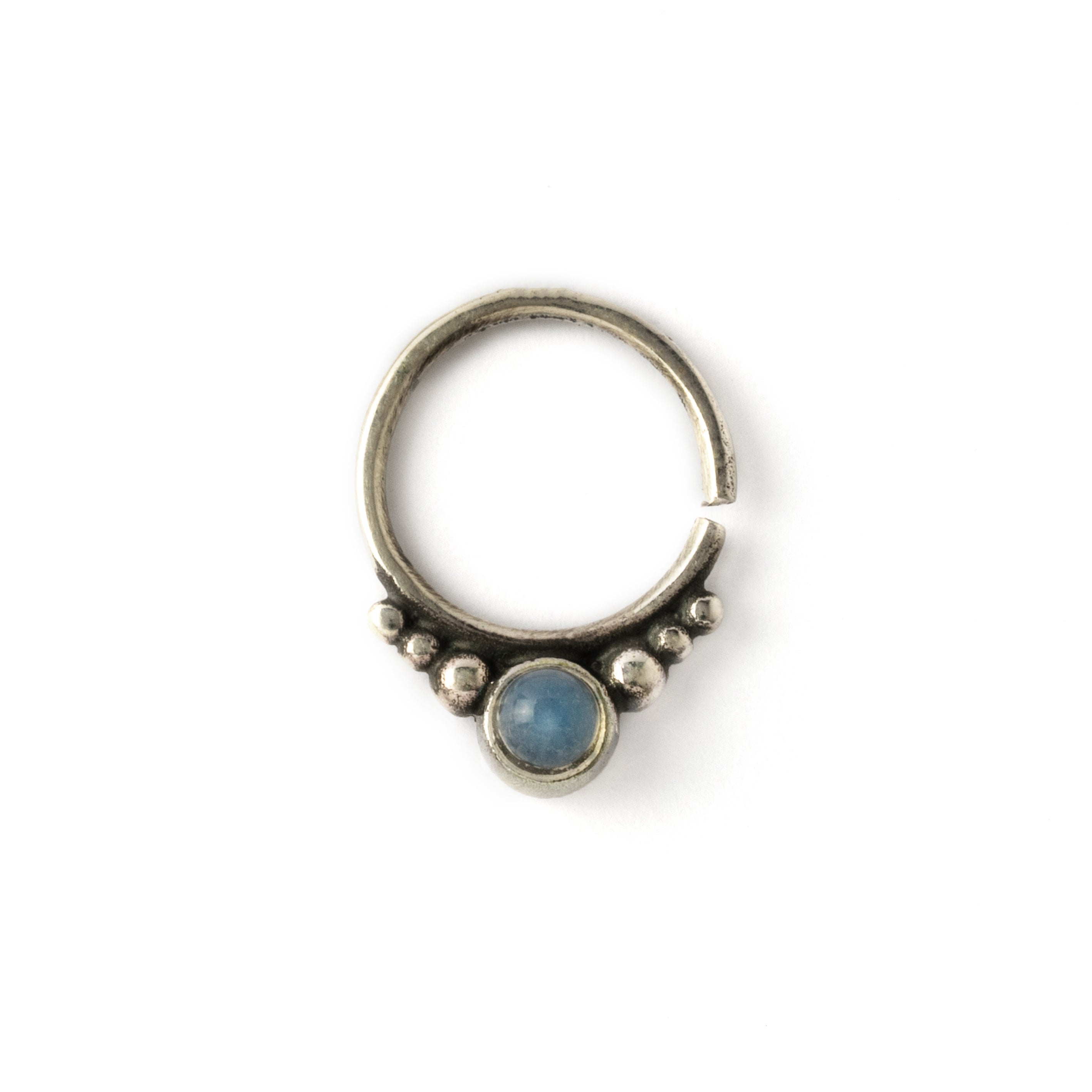 Soma Silver Septum with Moonstone frontal view