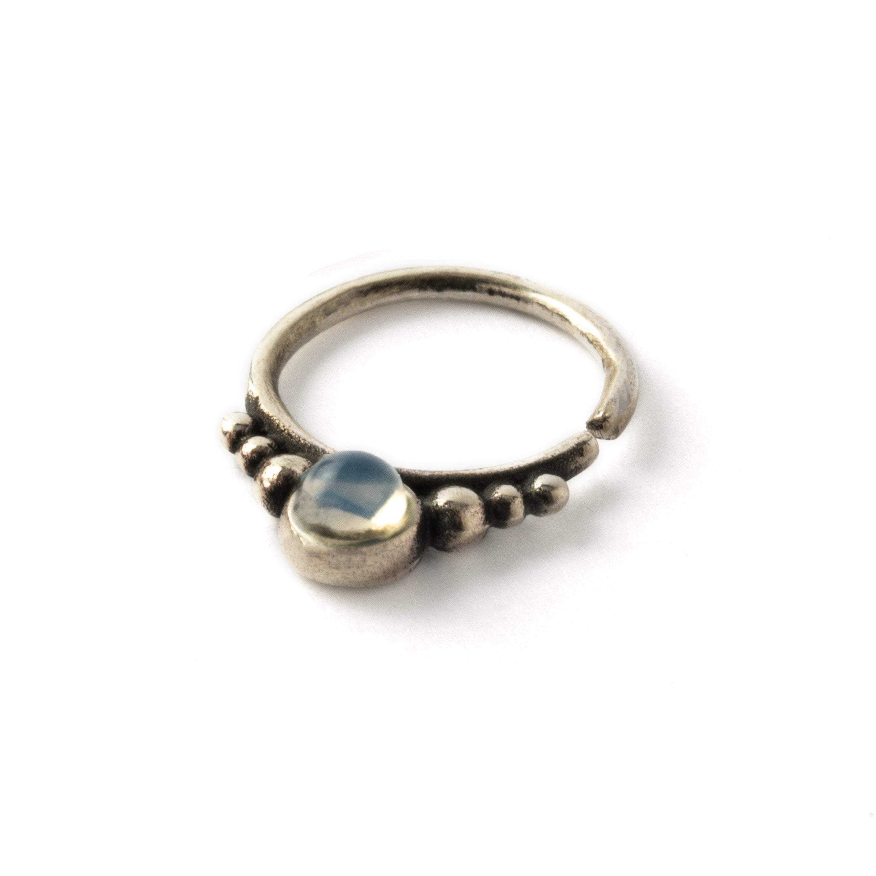 Soma Silver Septum with Moonstone left side view