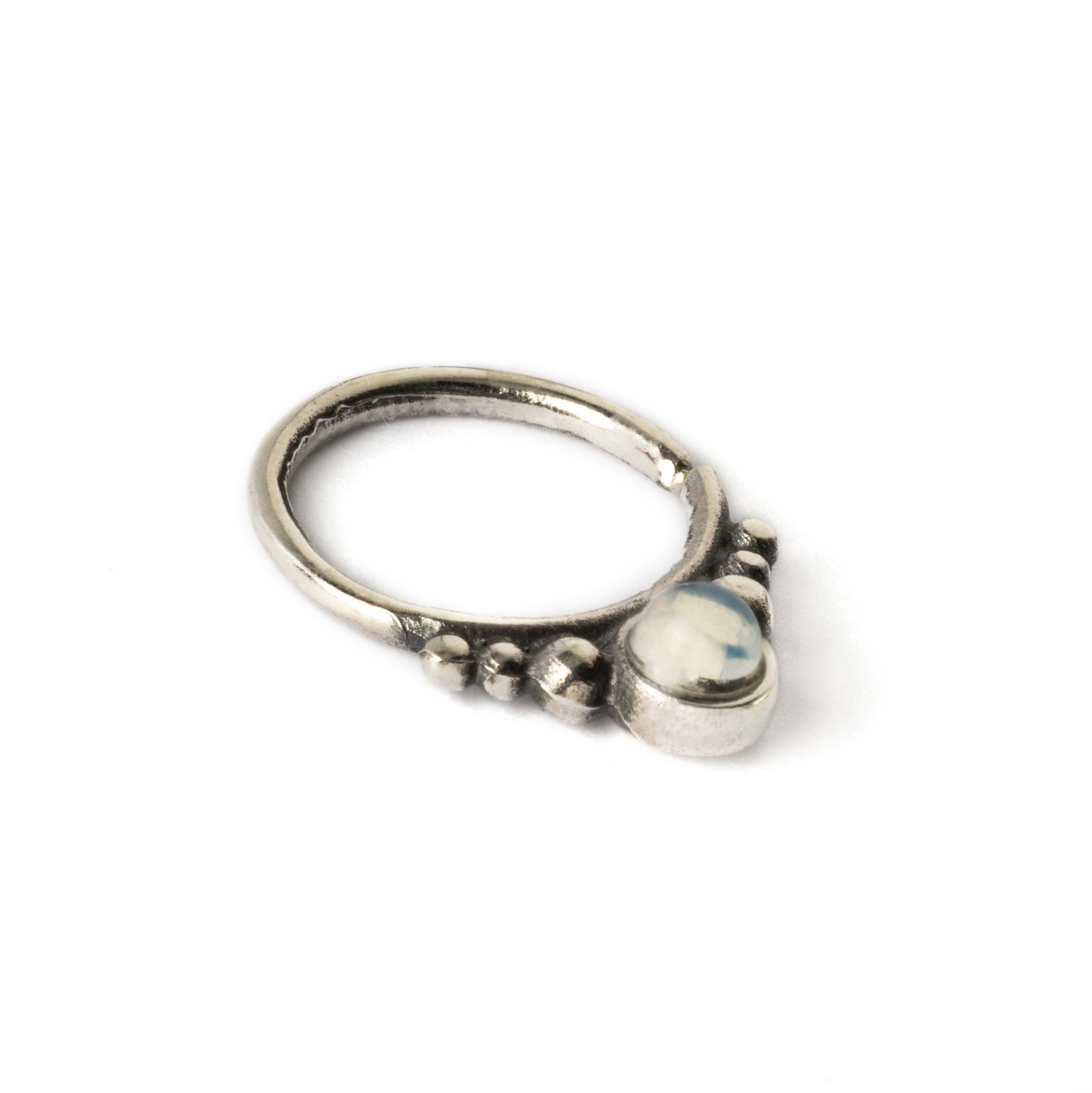 Soma Silver Septum with Moonstone right side view