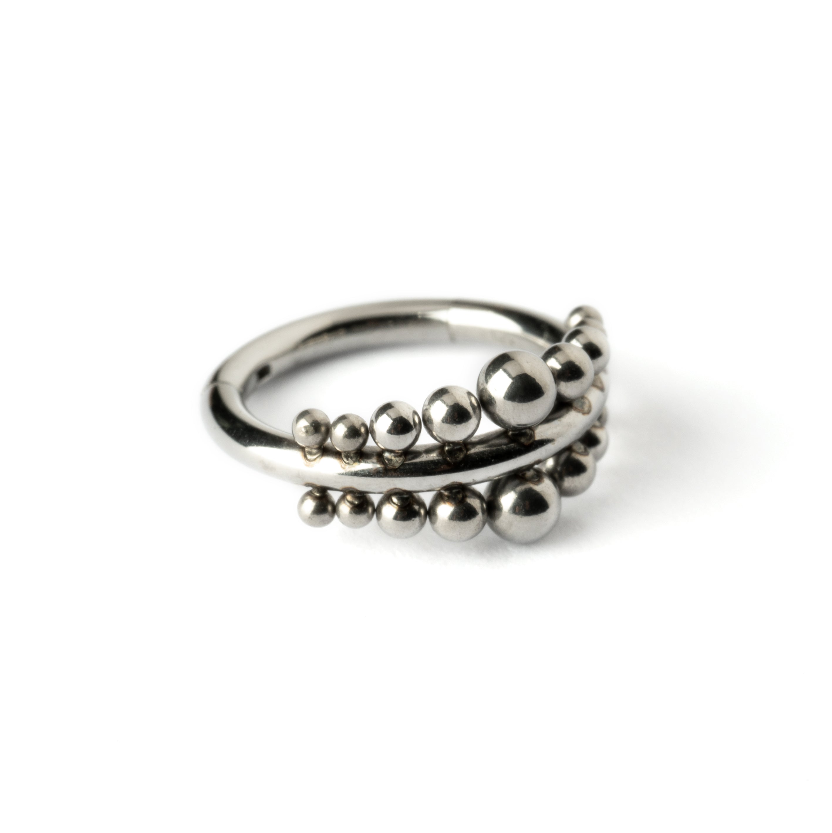 Somsak boho tribal surgical steel clicker piercing ring left side view