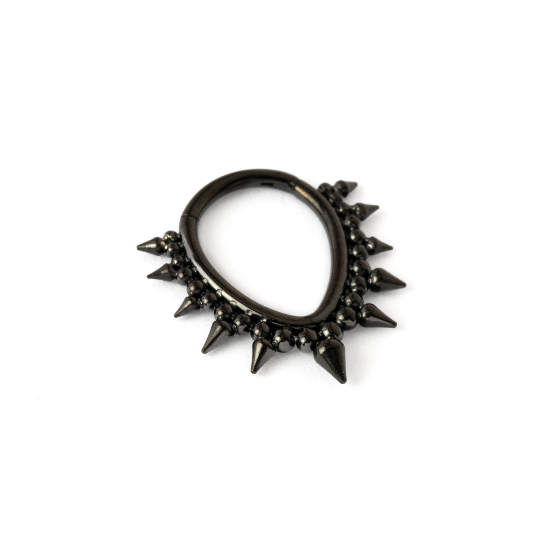 Spiky Brenna Black surgical steel Septum Clicker ring left side view