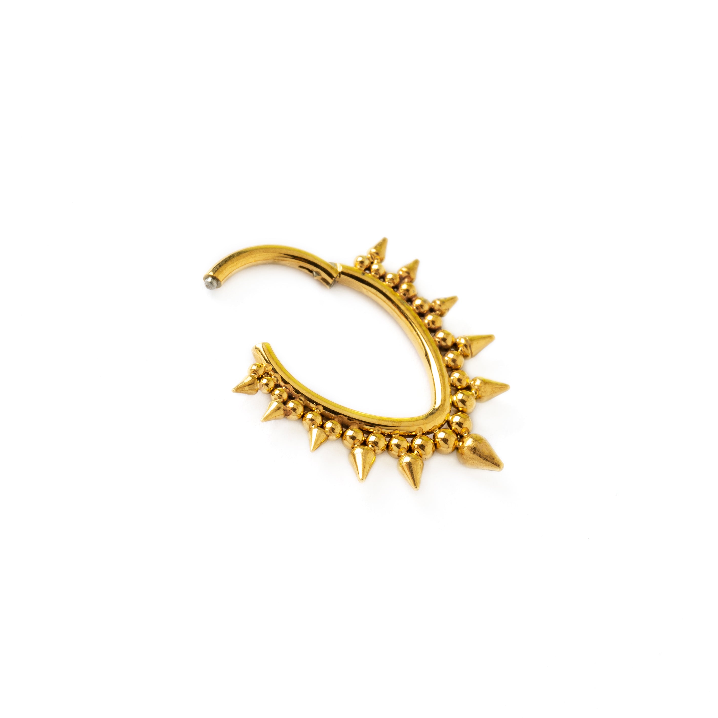 Spiky Brenna golden septum clicker hinged segment view