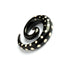 single horn spiral ear stretchers with white dots left side view