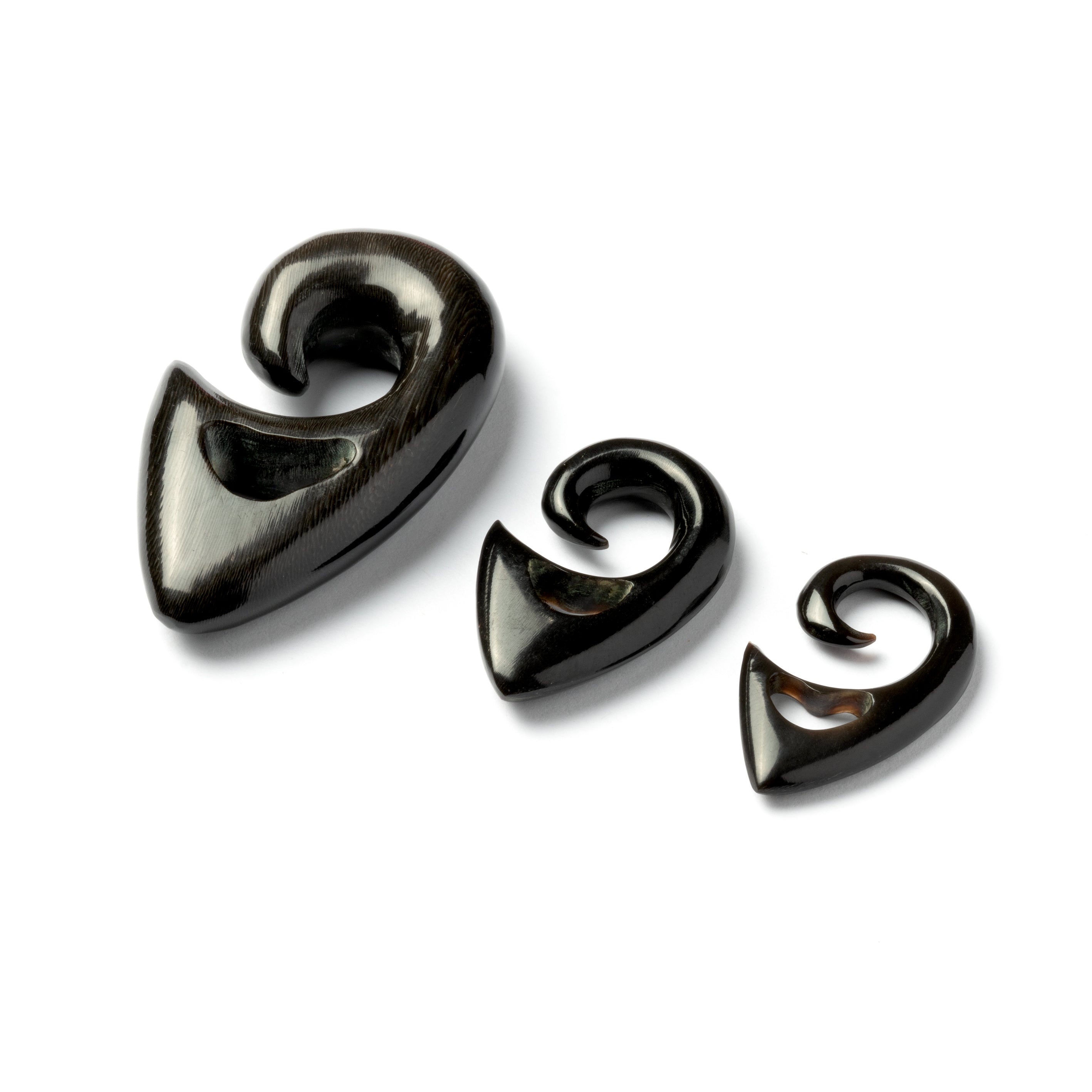 Spiralling Top Triangular Ear Stretchers - Horn