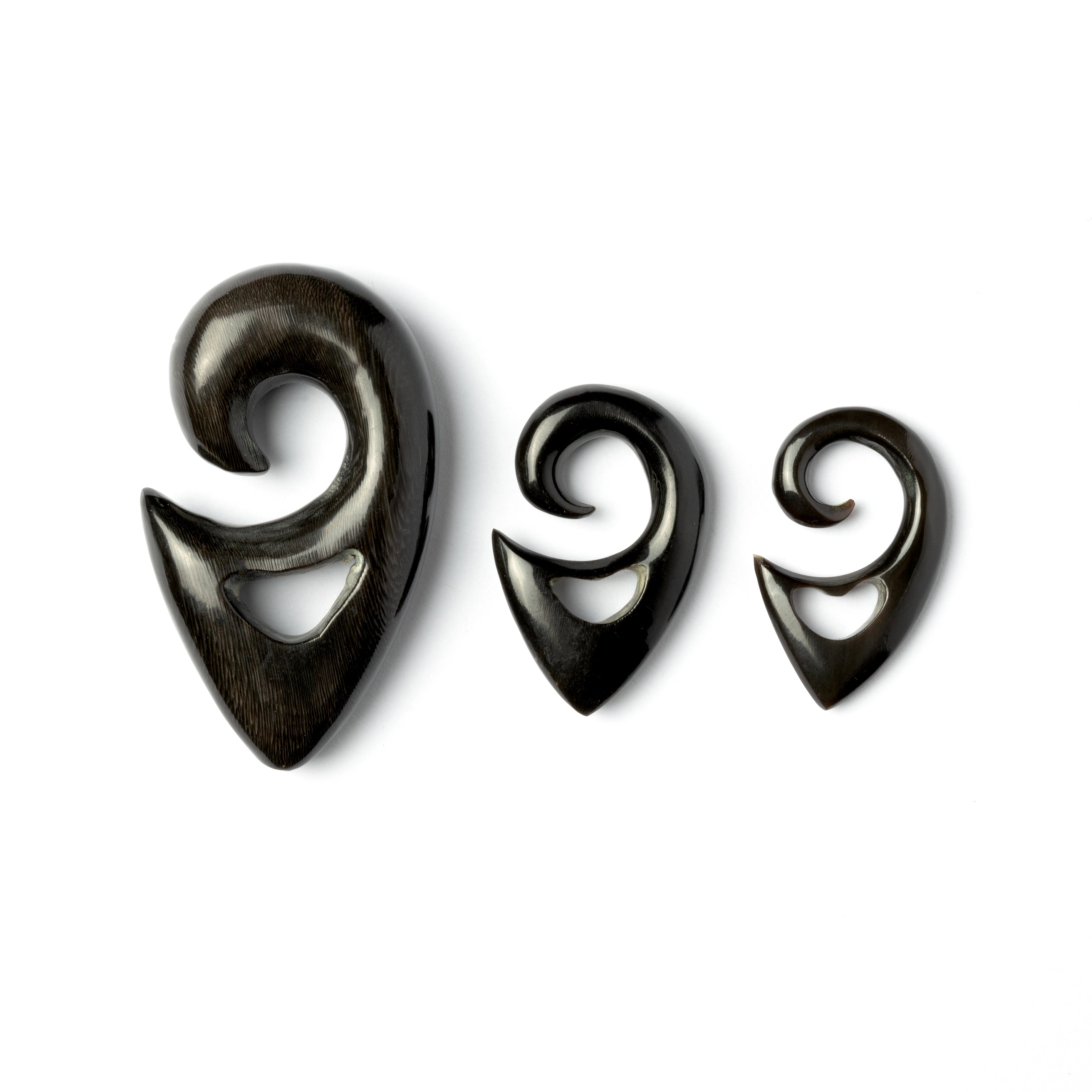 Spiralling Top Triangular Ear Stretchers - Horn