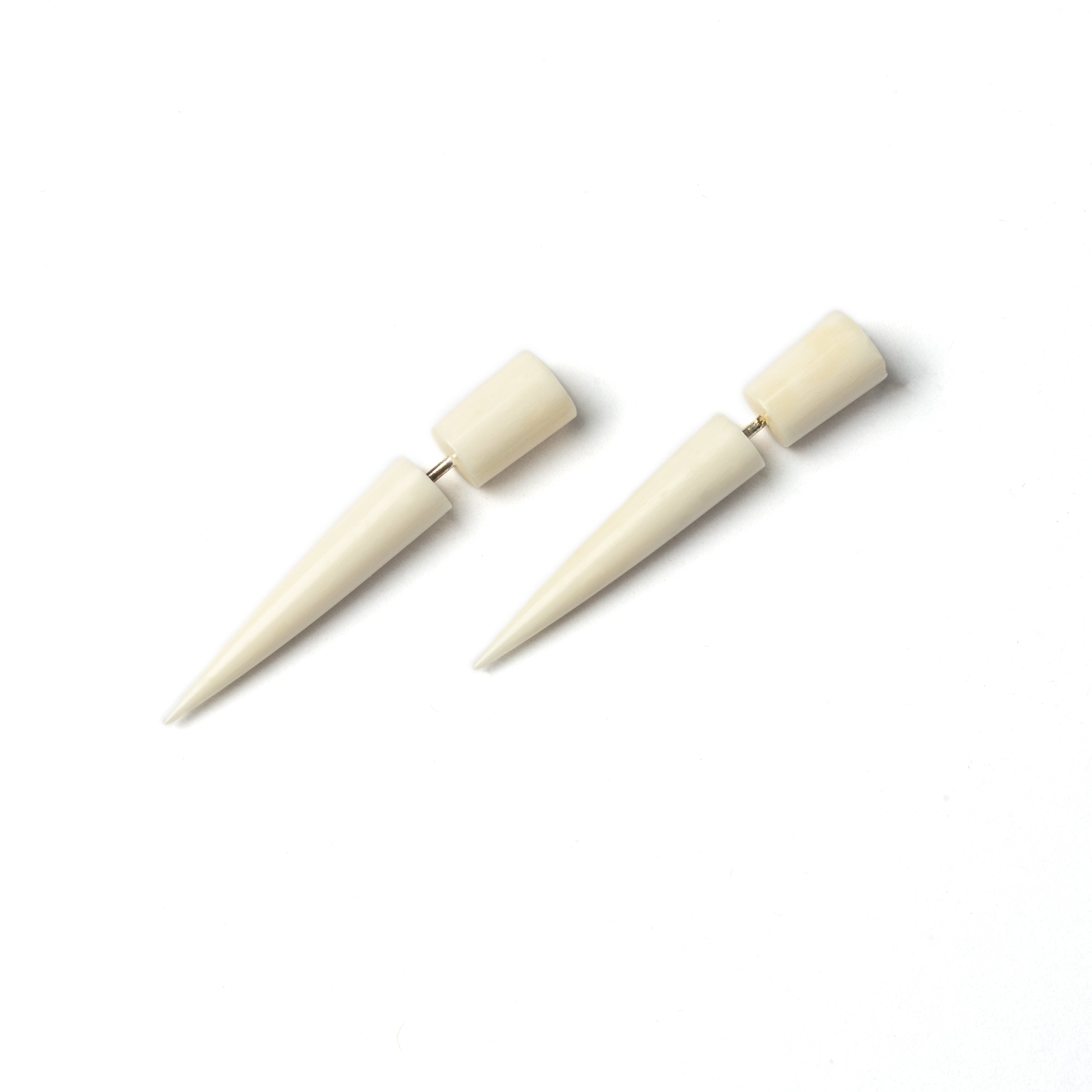 Spitalfields Spike fake gauge Earrings - bone