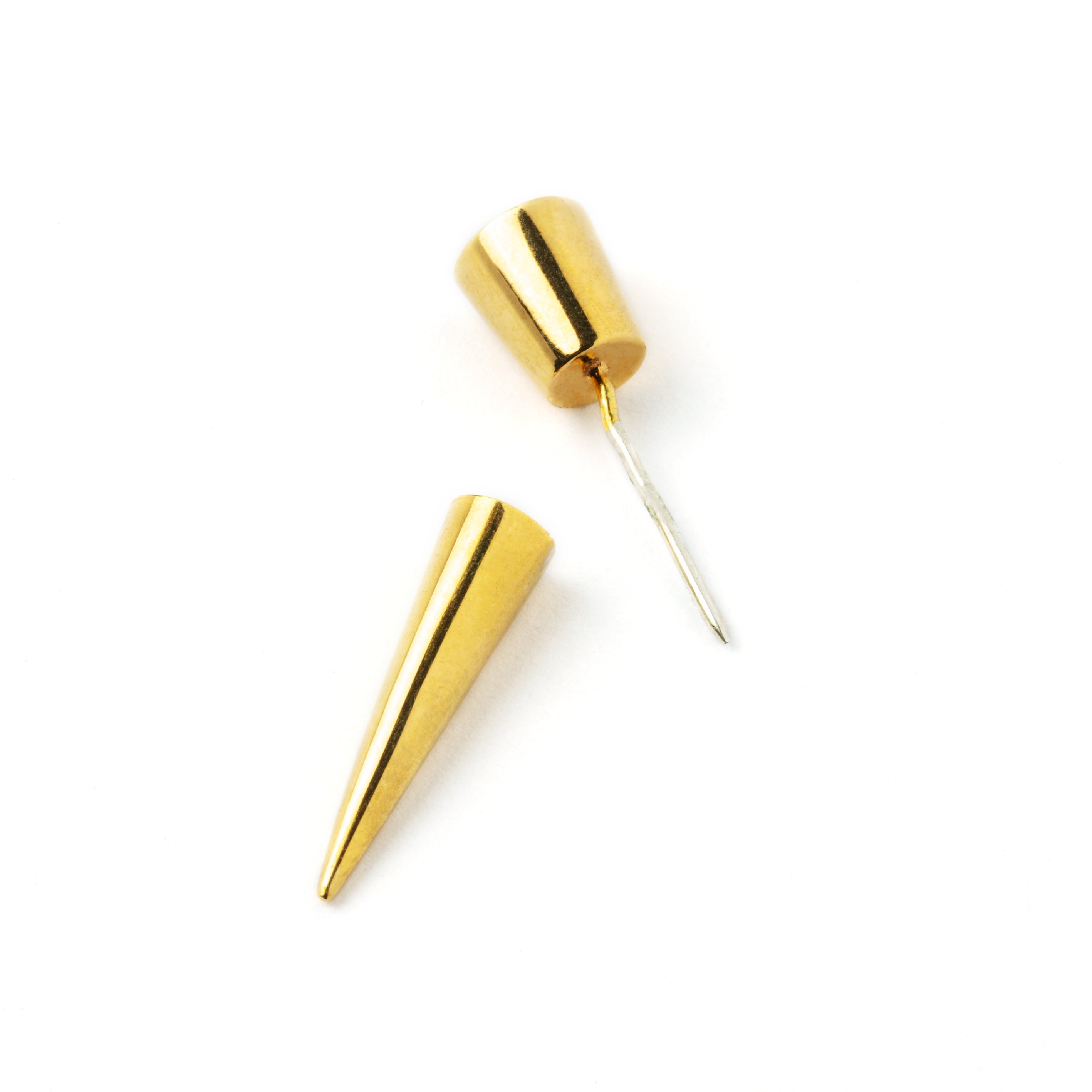 Spitalfields- single Gold Fake Gauge Spike Earring closureview