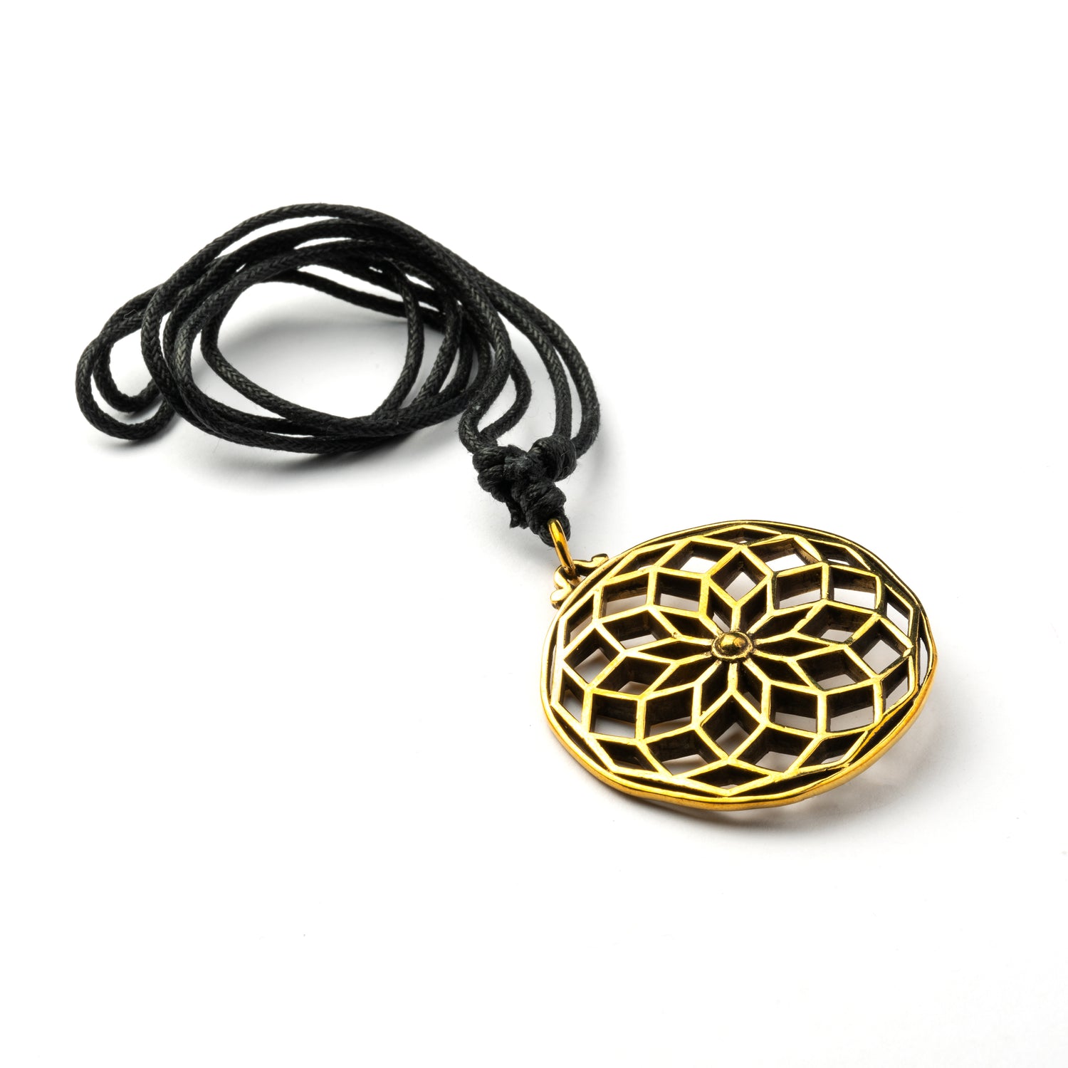 Star of Life and Turquoise Stone Brass Pendant