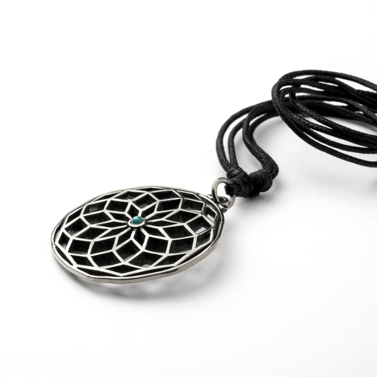 Star of Life and Turquoise Stone Brass Pendant