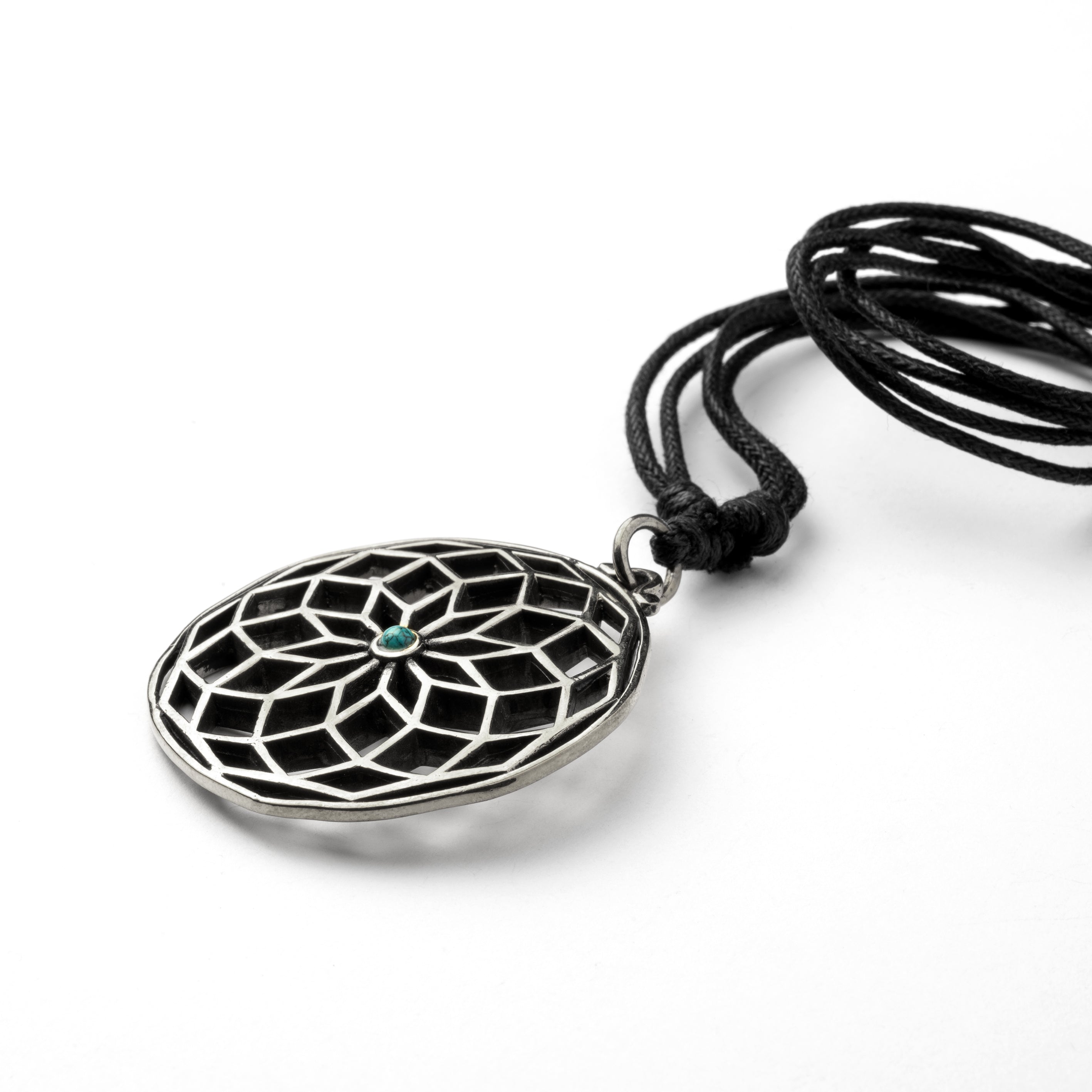 Star of Life and Turquoise Stone Brass Pendant