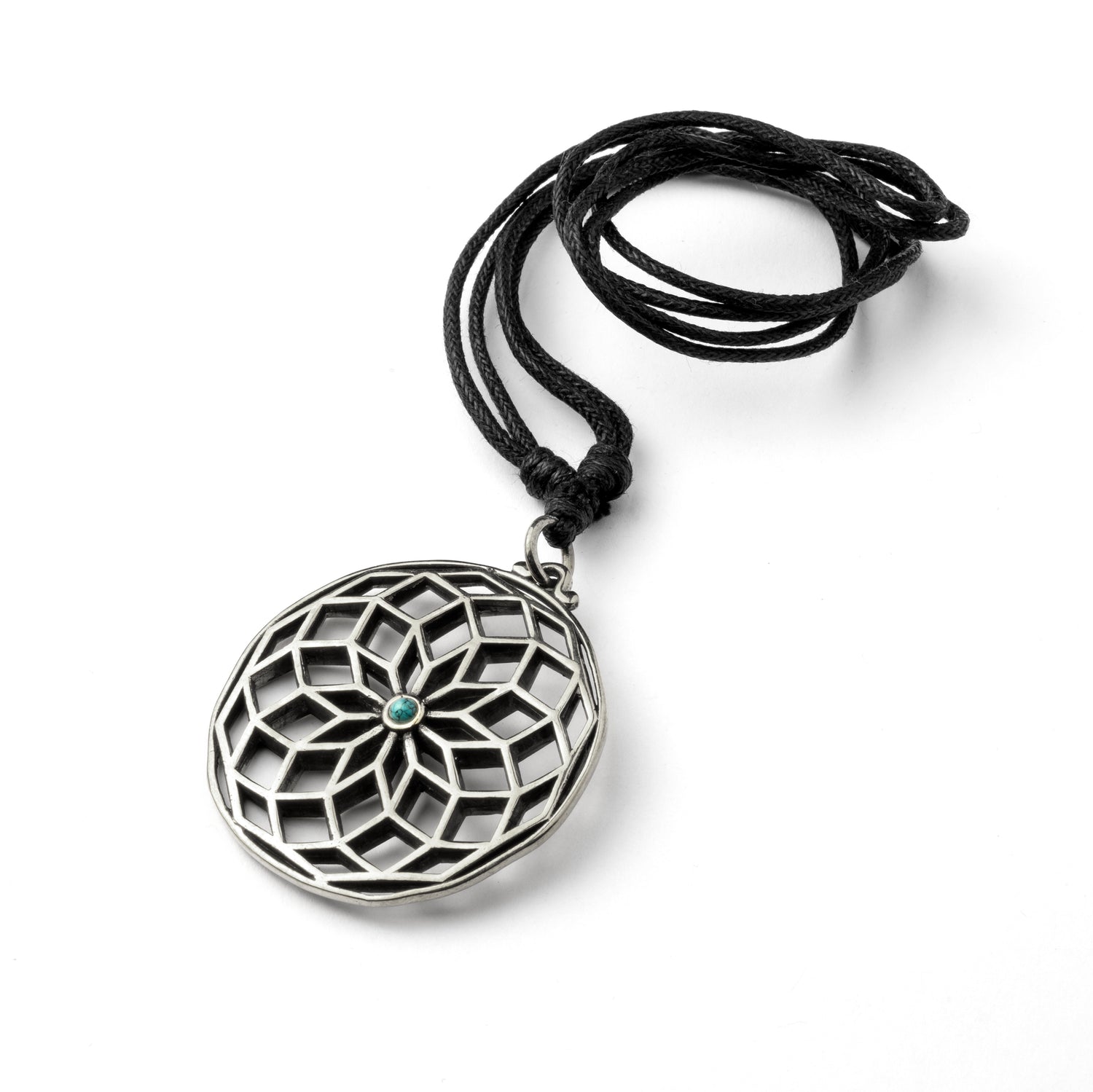 Star of Life and Turquoise Stone Brass Pendant