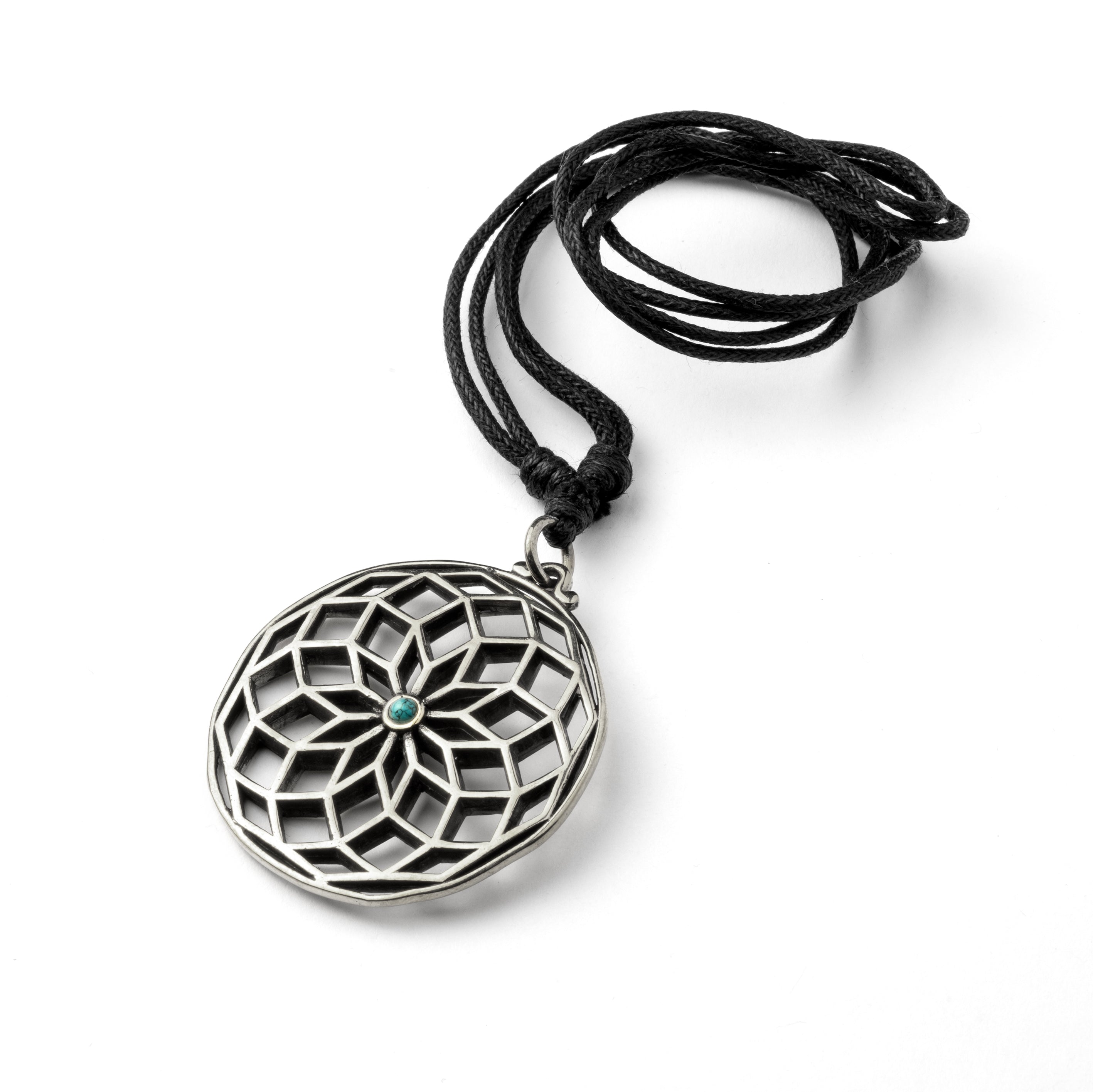 Star of Life and Turquoise Stone Brass Pendant