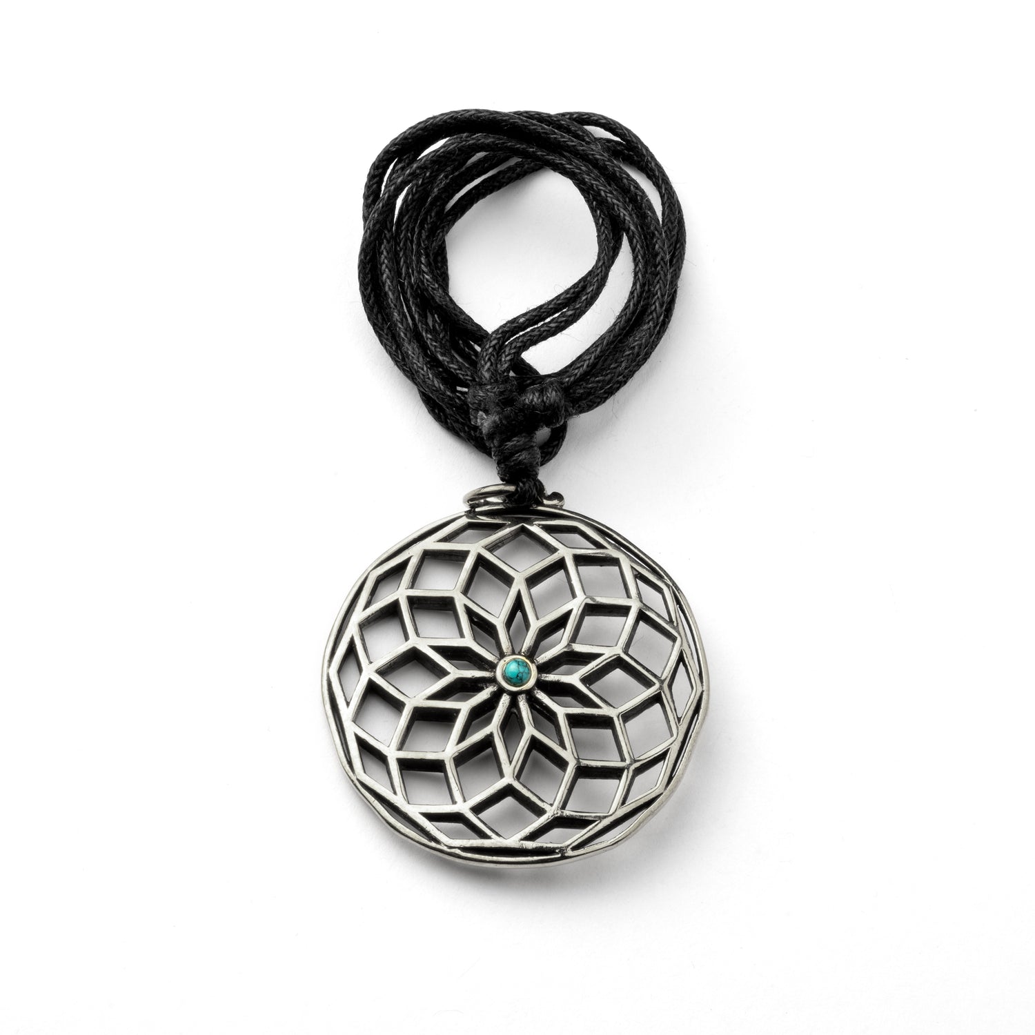 Star of Life and Turquoise Stone Brass Pendant