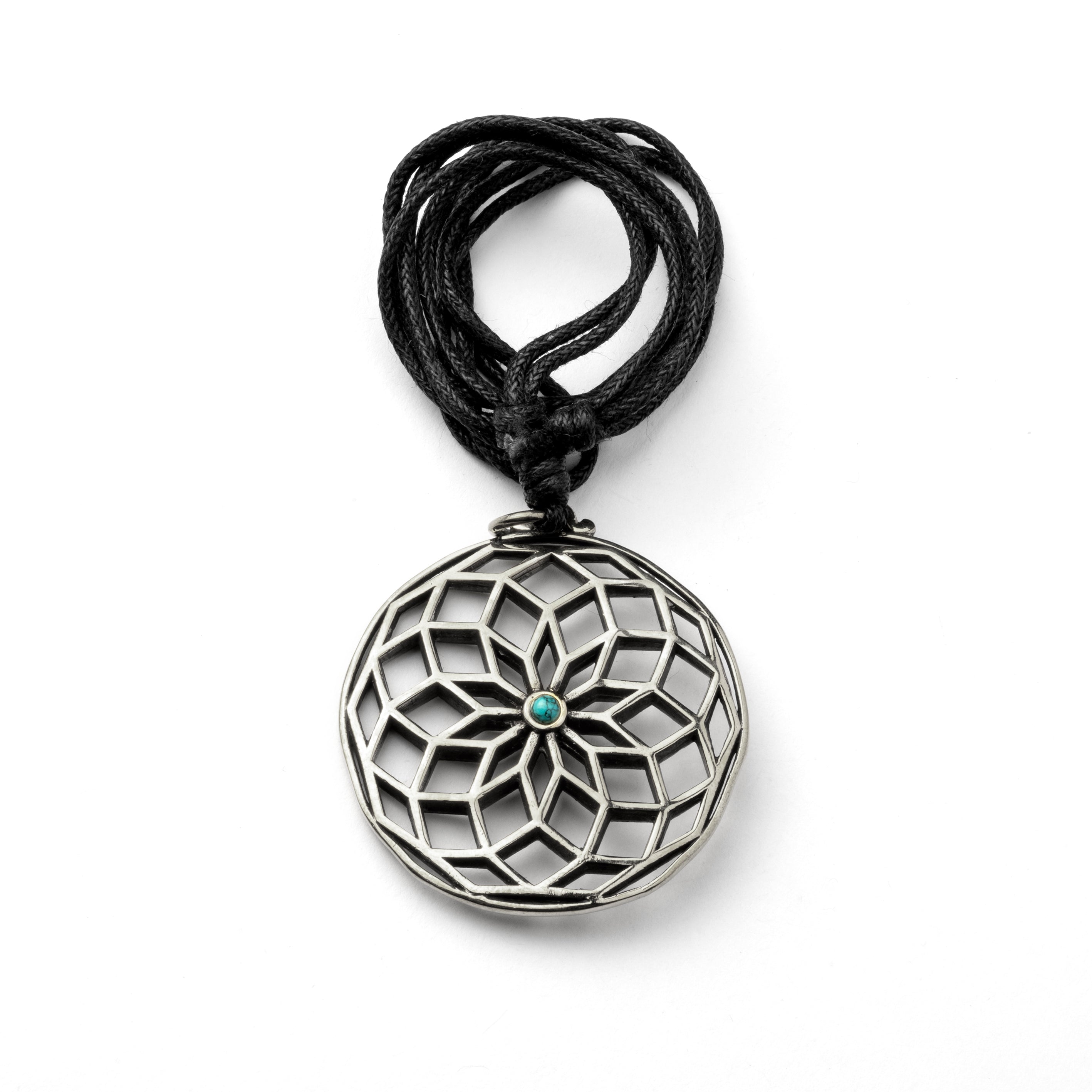 Star of Life and Turquoise Stone Brass Pendant