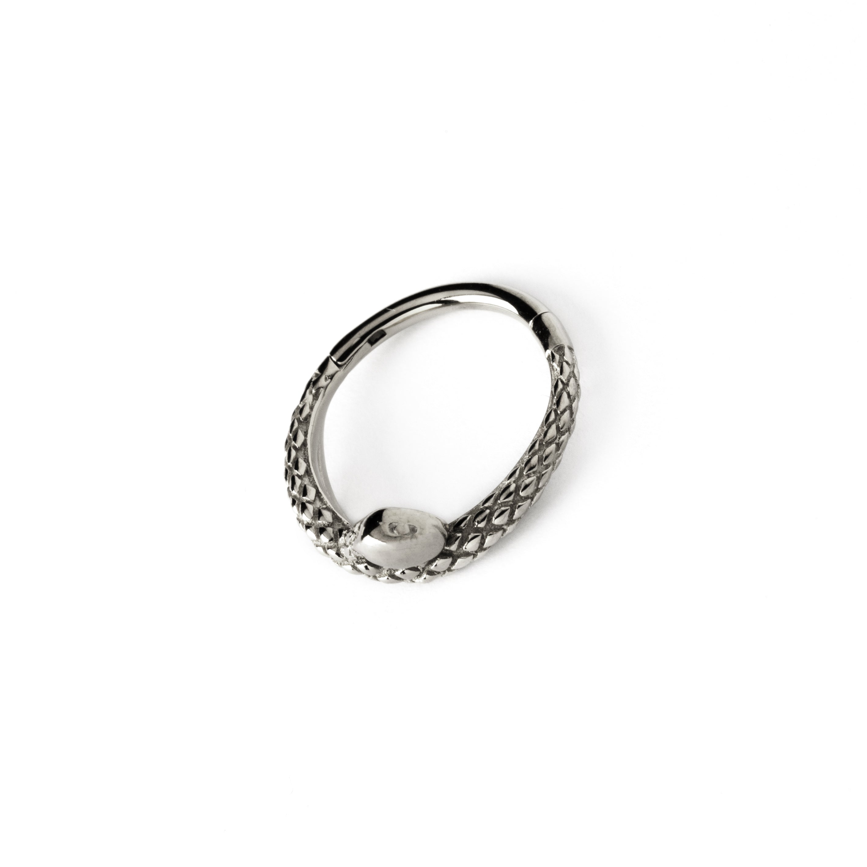 surgical steel snake clicker ring right side view