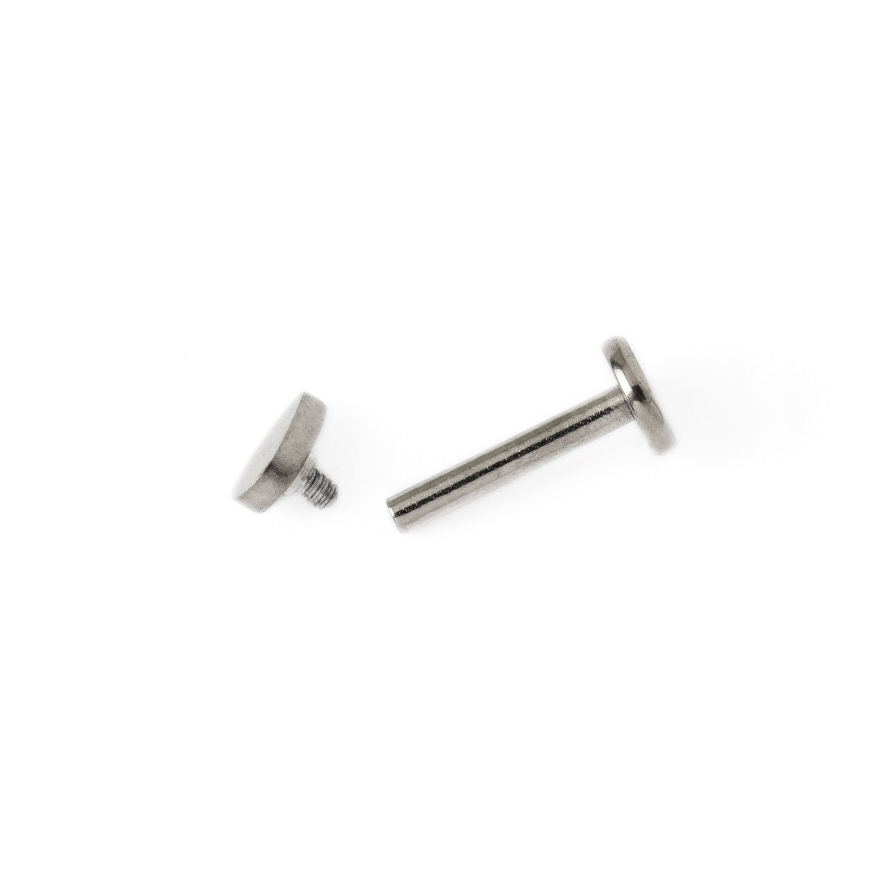 Surgical steel teardrop internally threaded labret stud open mode view