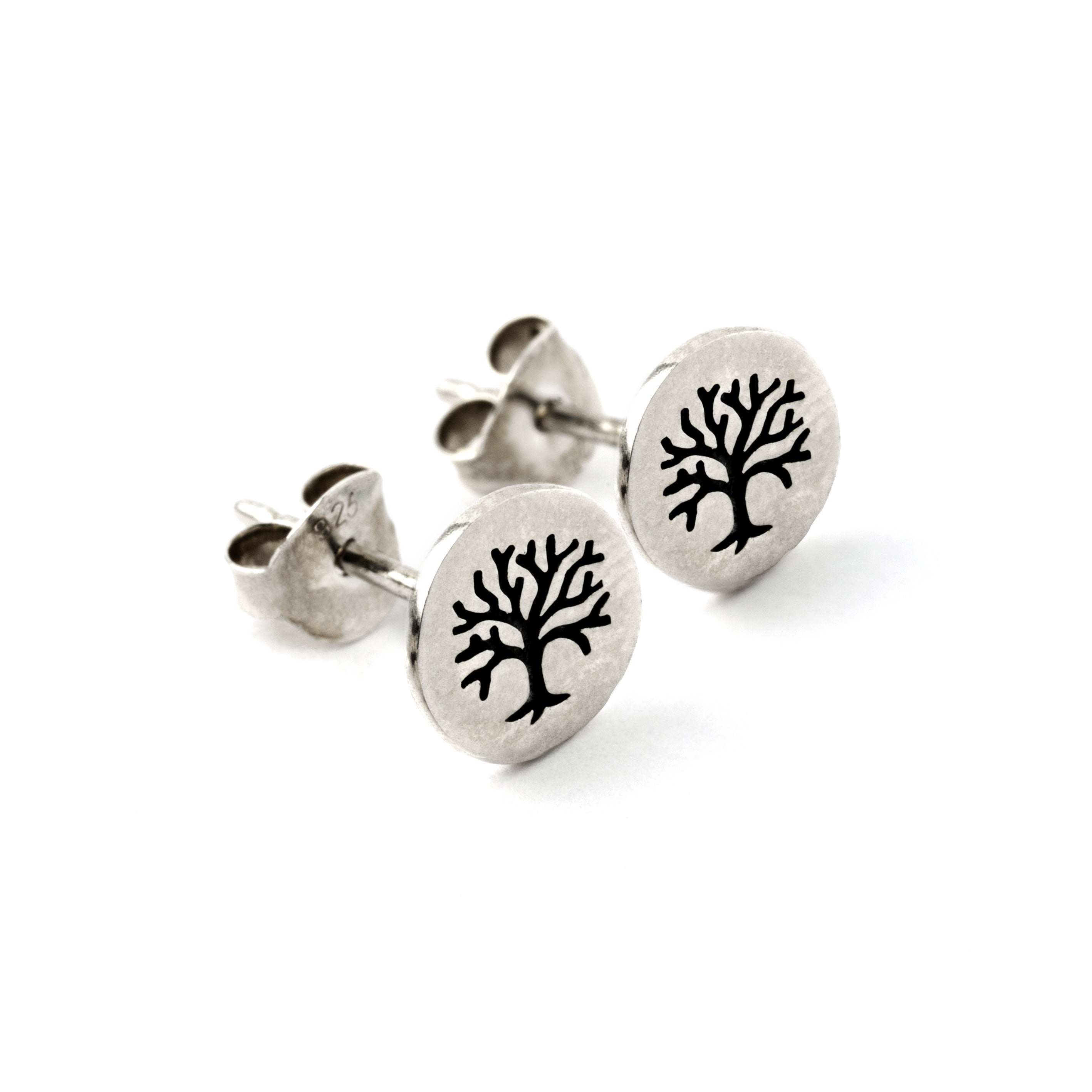 Silver Tree of Life Studs left side view