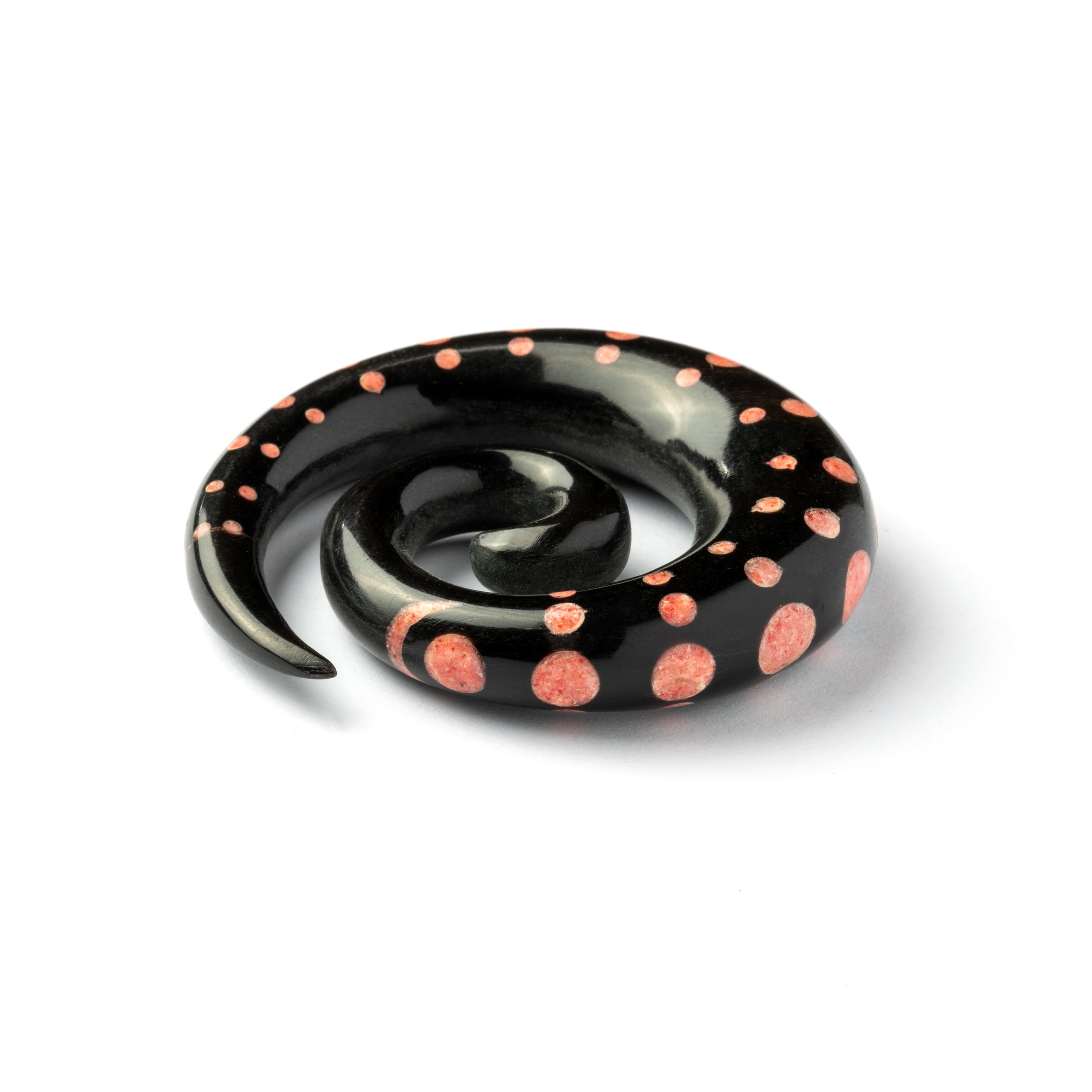 Dotted Spiral Gauges with Stone Inlay