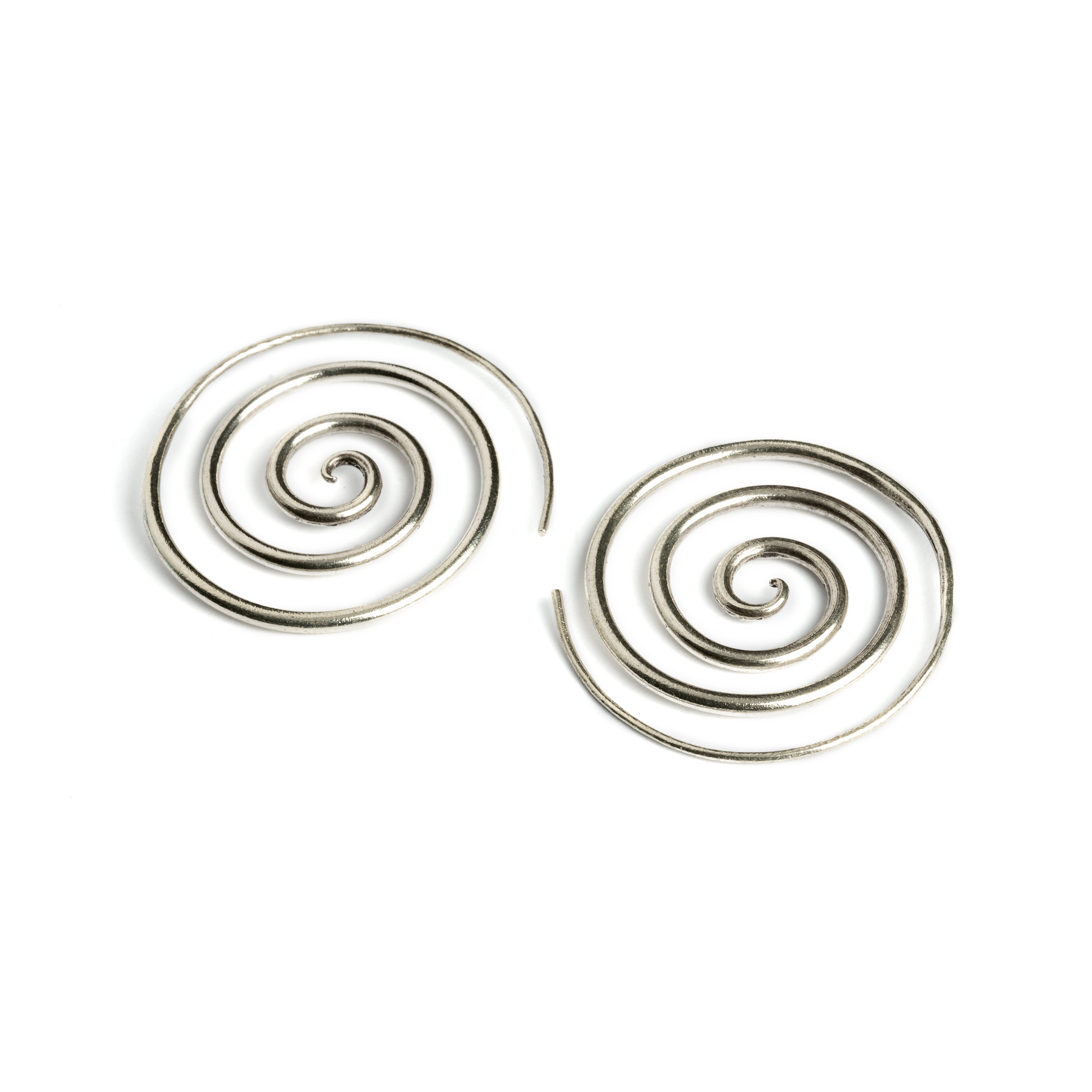 Super Spiral Silver Earrings right side view