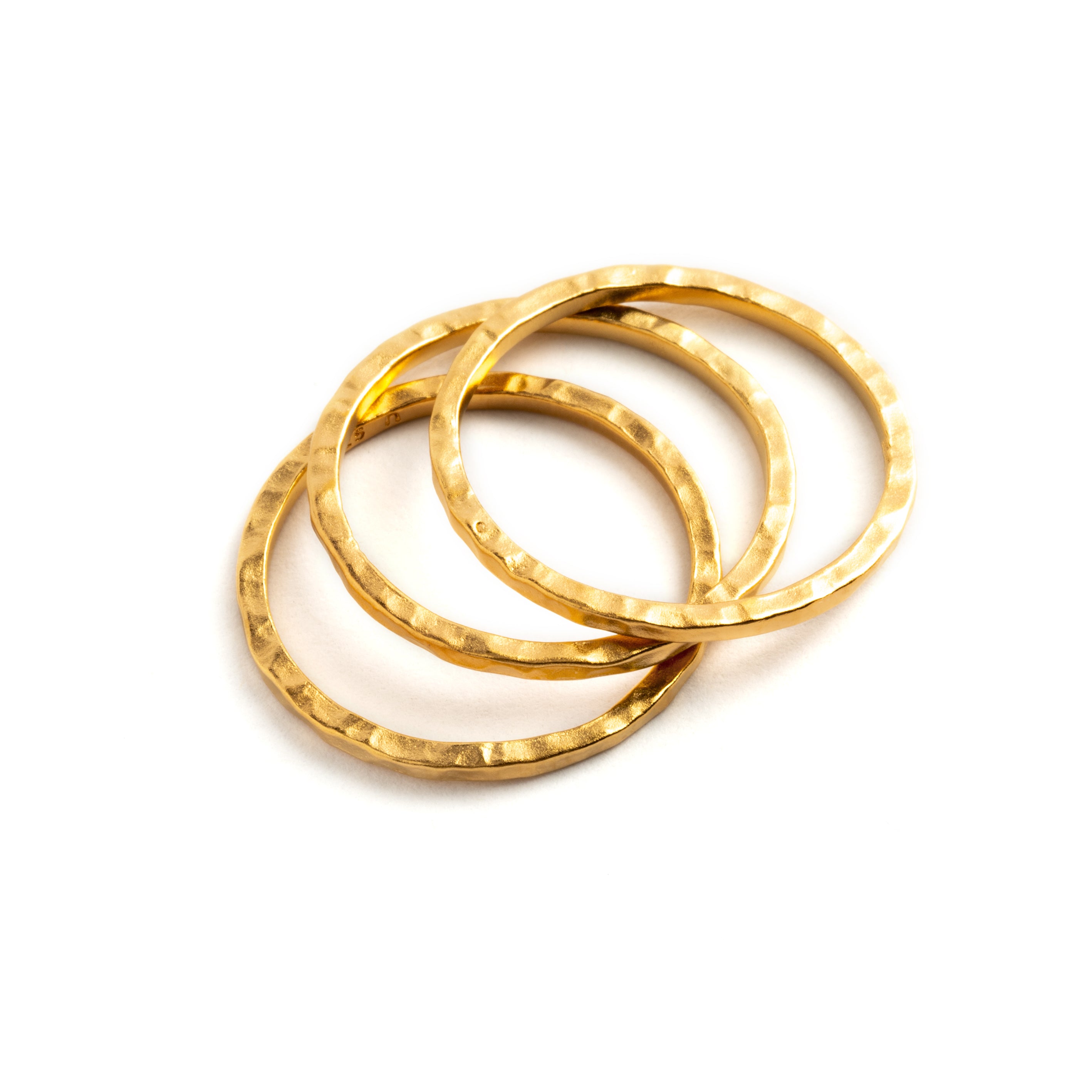 multiple 24k gold hammered stacking band rings