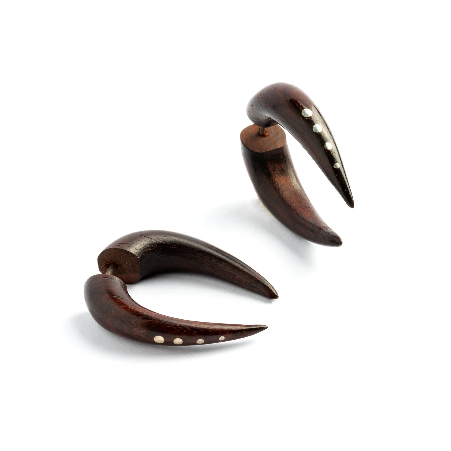 Tikanga Silver Dotted Wood Earrings - Rosewood