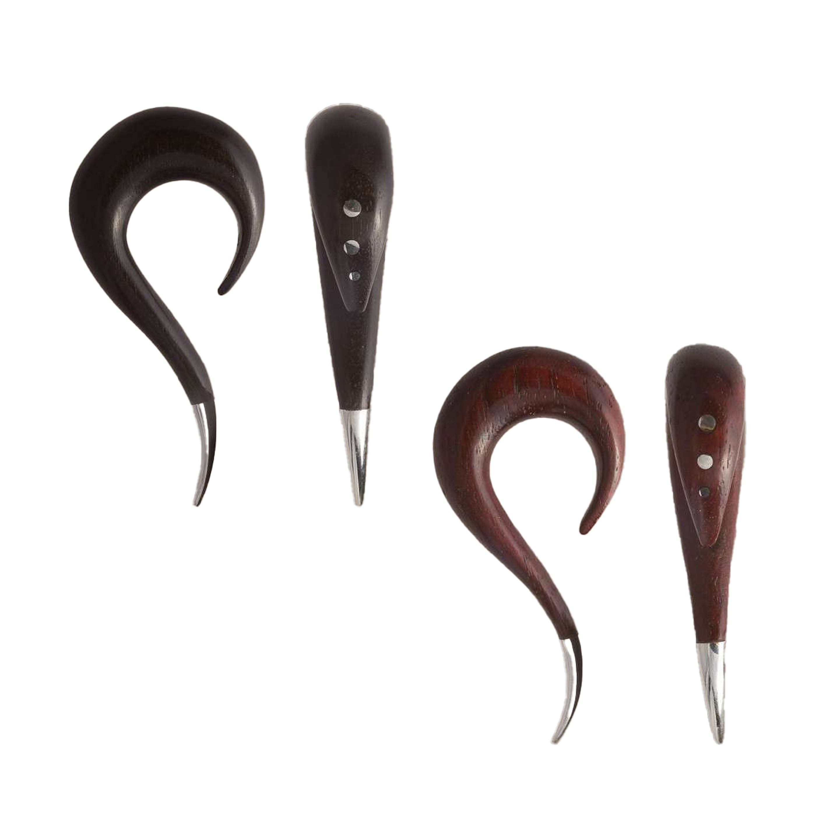 Tipped Maui Dotted Wood Ear Stretchers - Rosewood and Blackwood