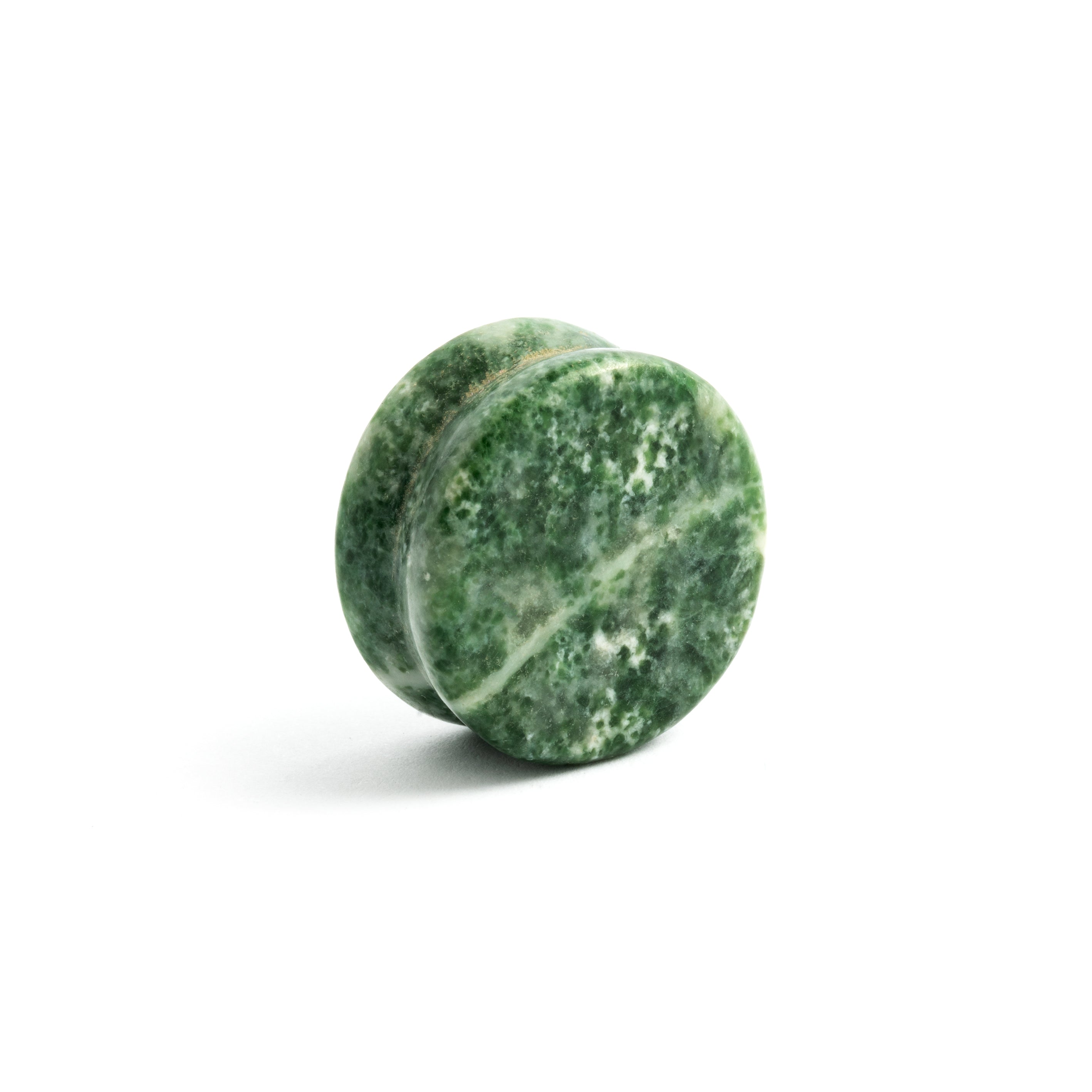 single double flare Tree Agate sone ear plug left front view