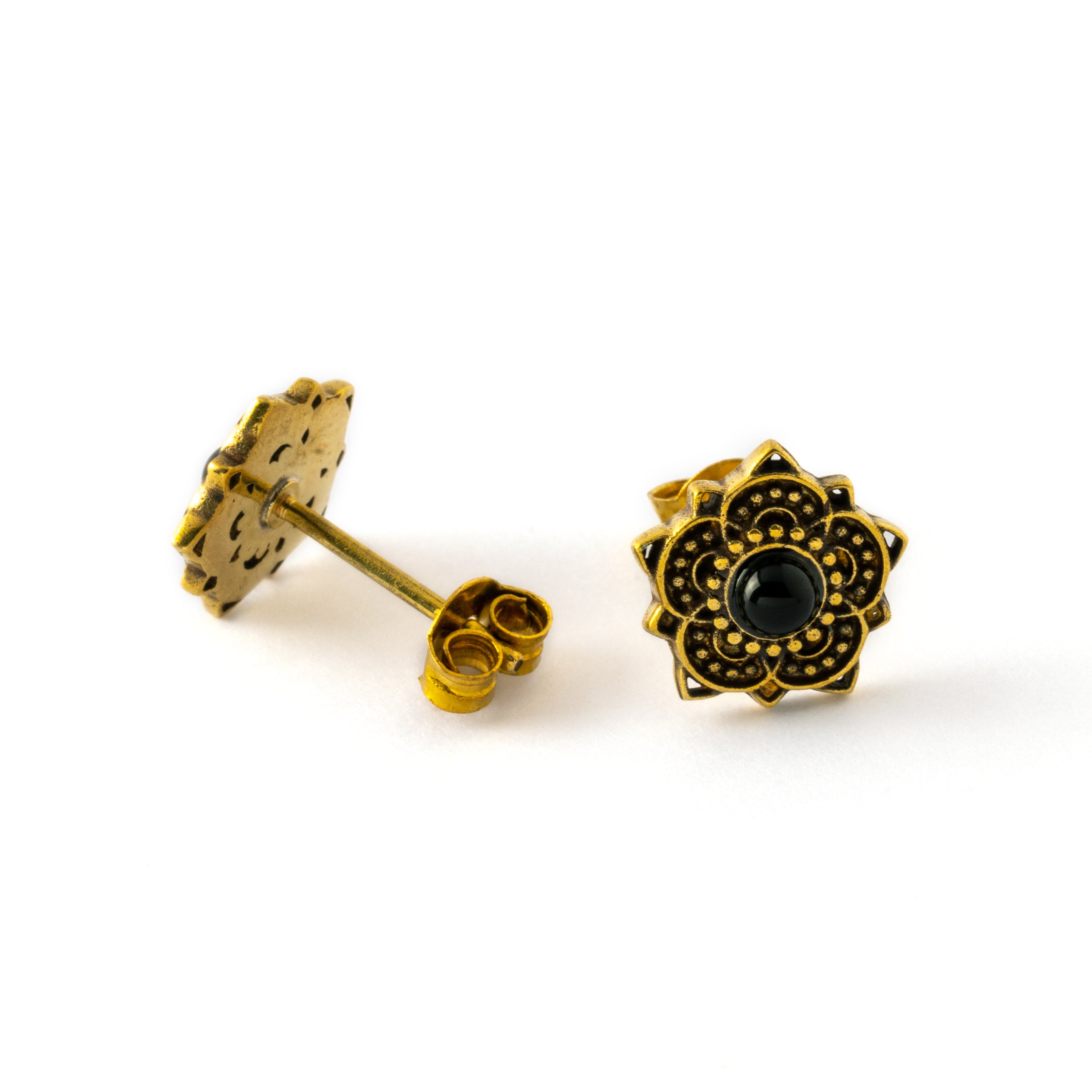 Tribal-Flower-Onyx-Stud-Earrings1