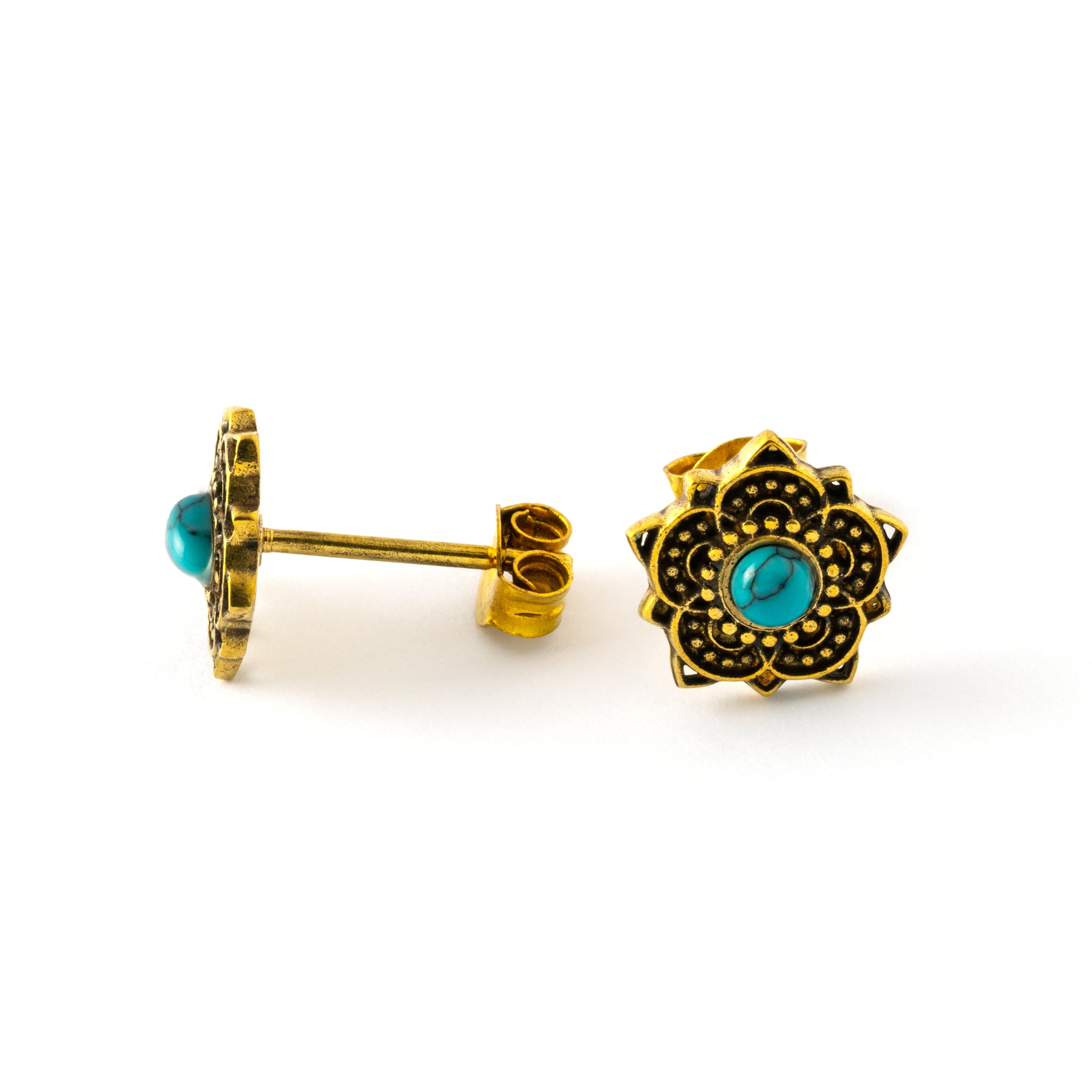 Tribal-Flower-Turquoise-Stud-Earrings1