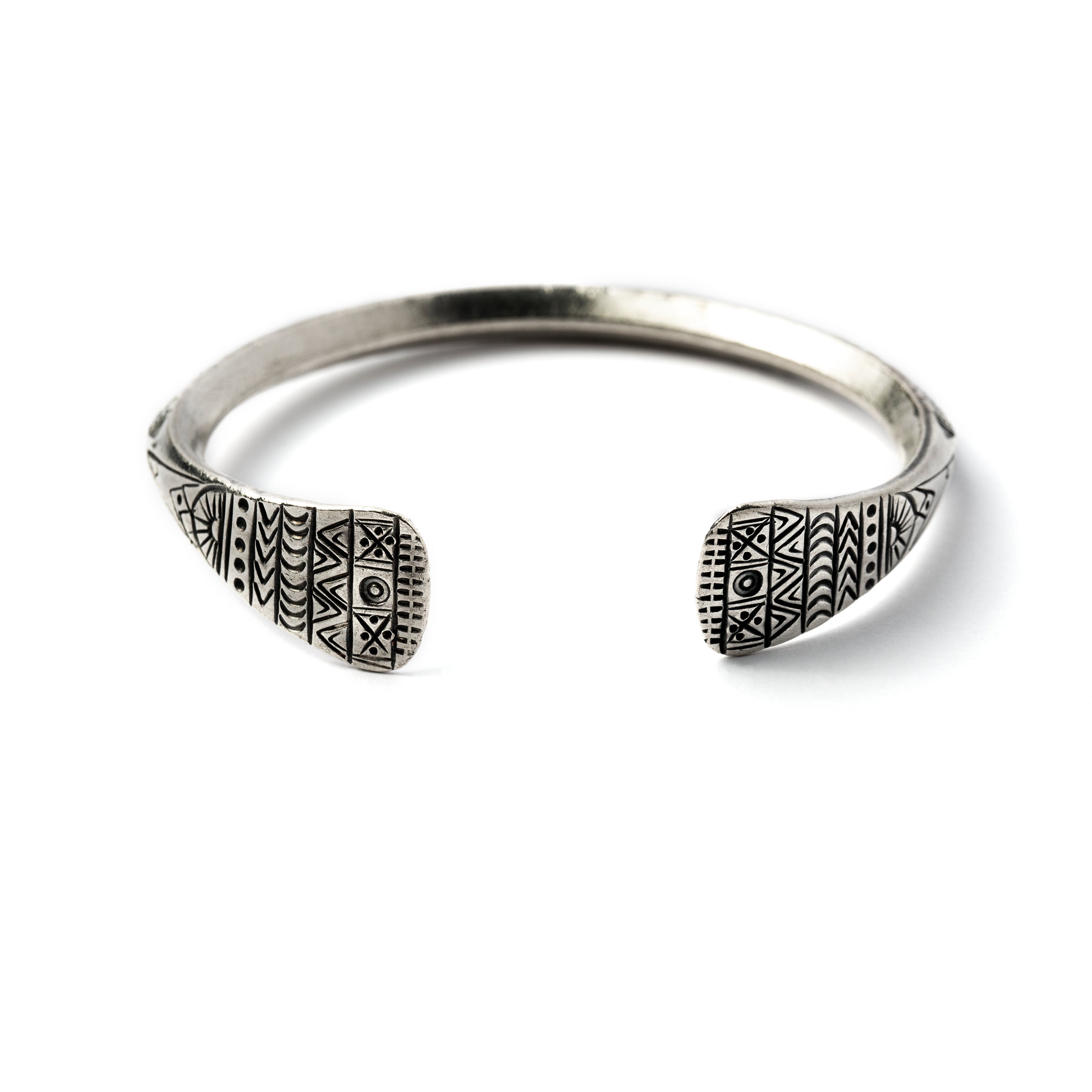 Tribal Silver Bear Hug Cuff frontal view