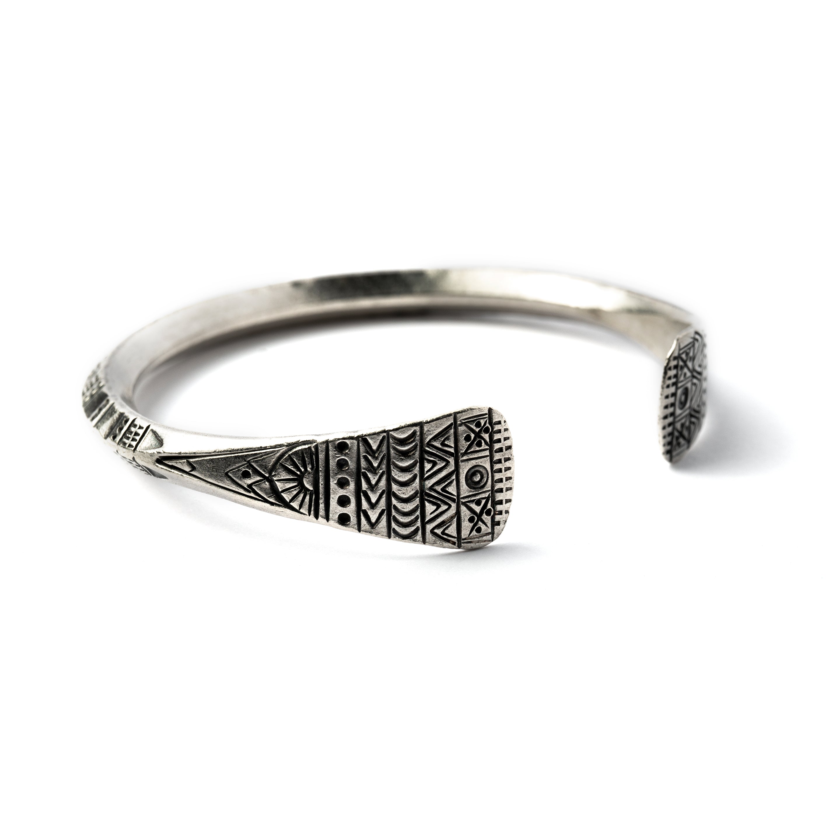 Tribal Silver Bear Hug Cuff right side view