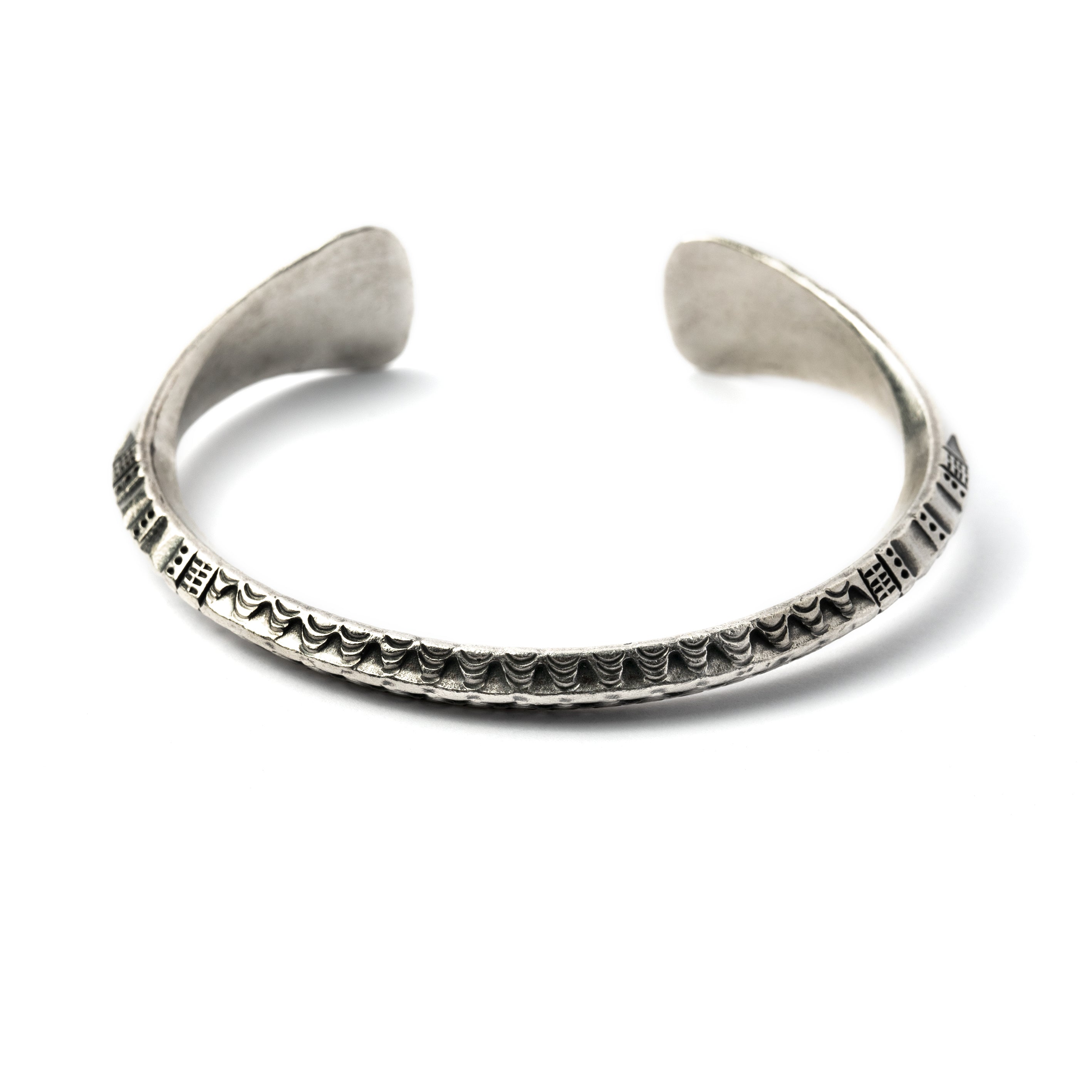 Tribal Silver Bear Hug Cuff back side view