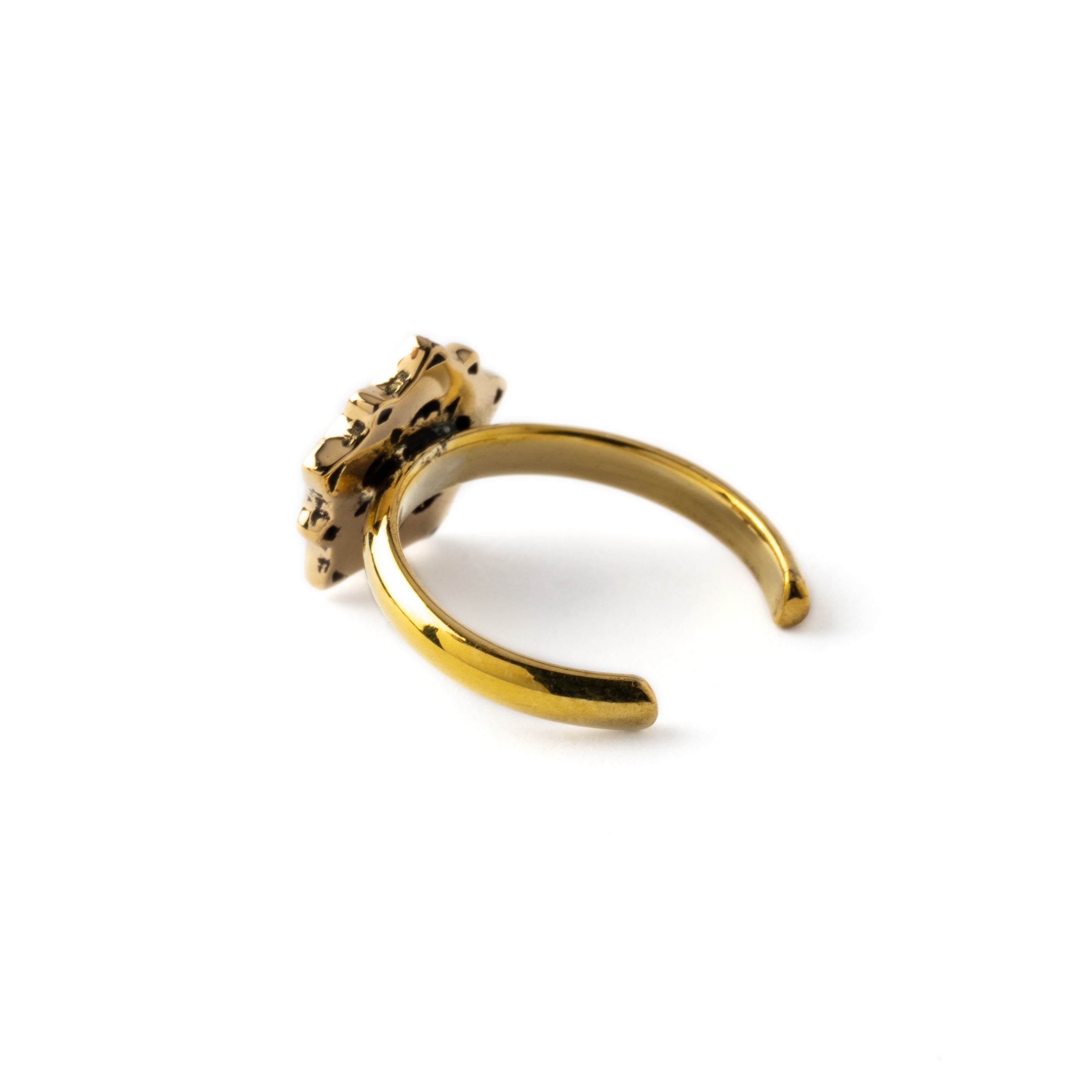 golden brass Tribal flower toe back right side view