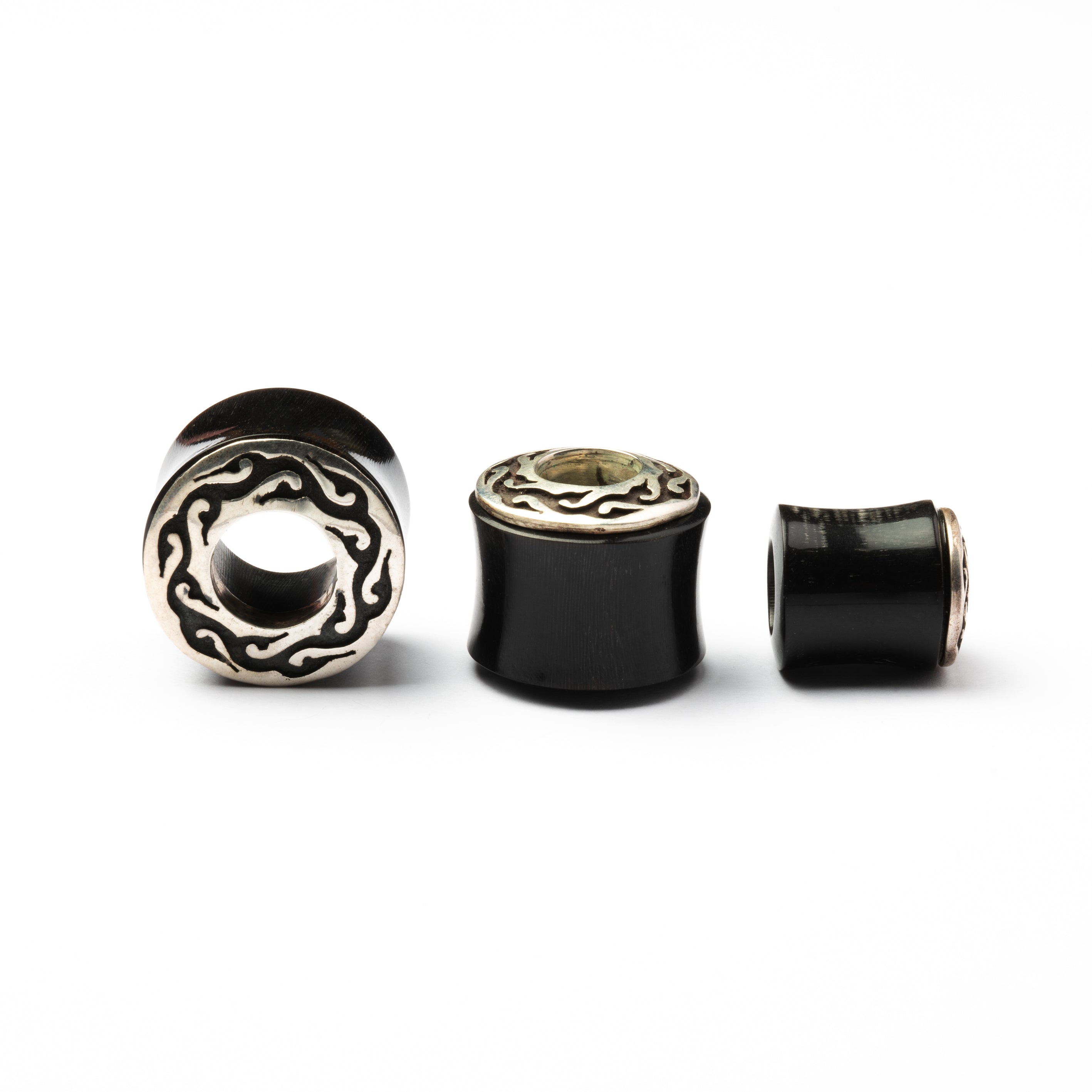 Tribal Horn And Silver Flesh Tunnel
