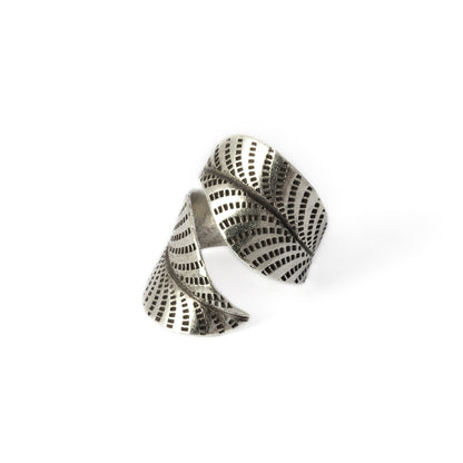 Tribal Silver Leaf Ring right side view